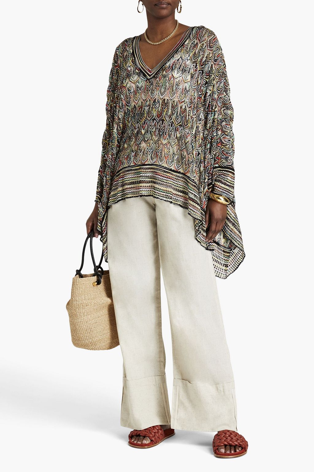 MISSONI Asymmetric crochetknit top THE