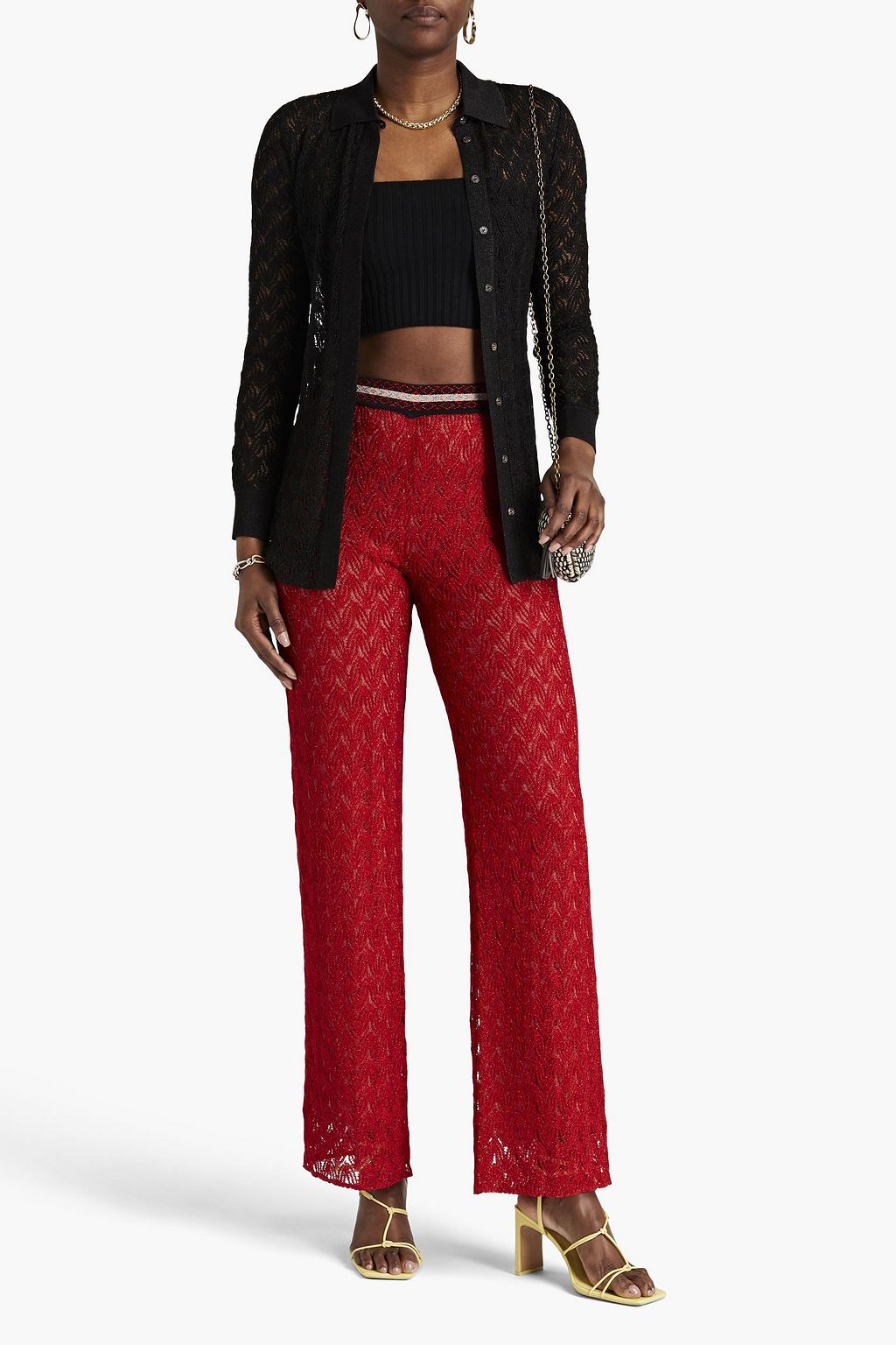MISSONI Metallic crochet-knit shirt