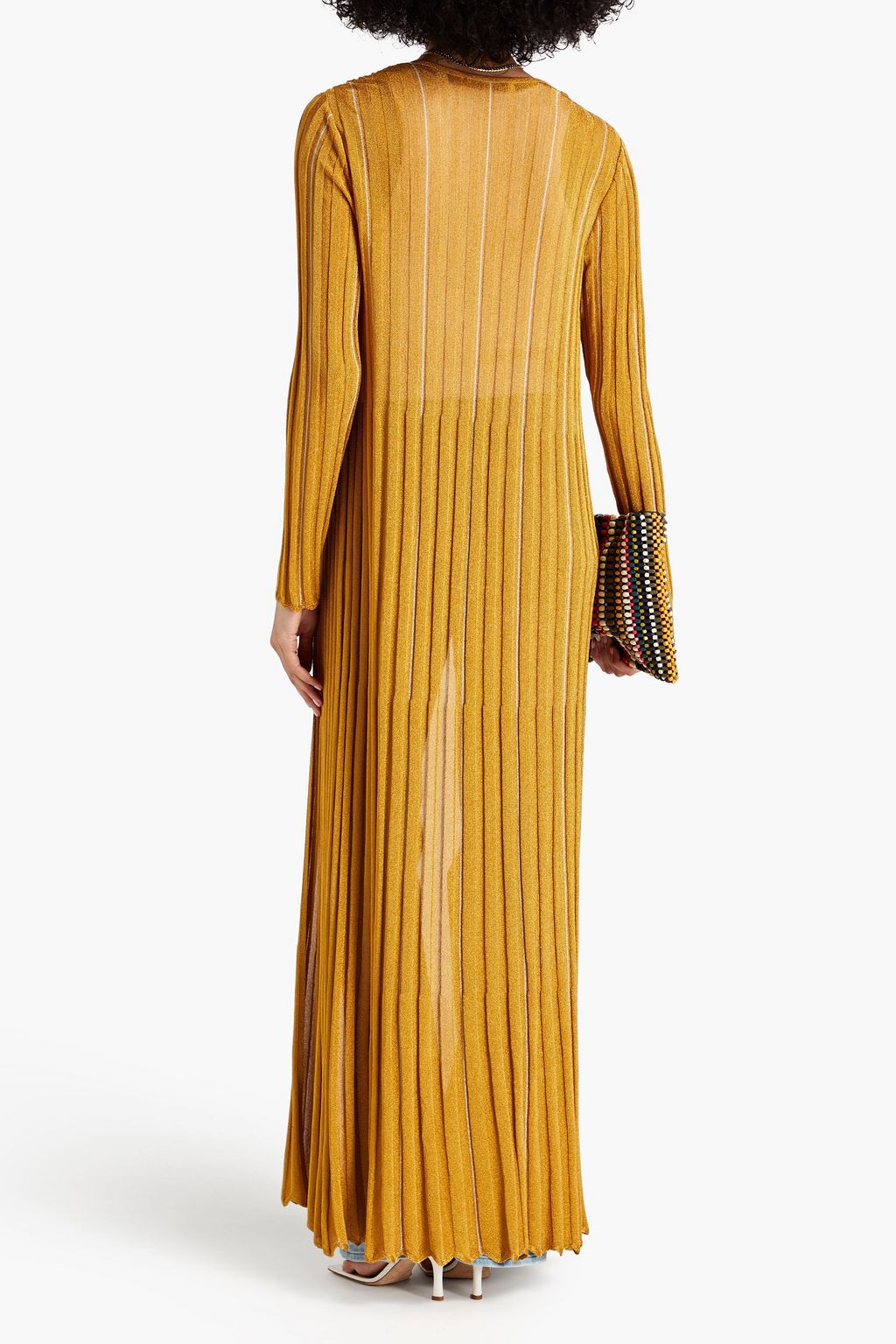 MISSONI Gestreifter Cardigan aus Rippstrick in Metallic-Optik