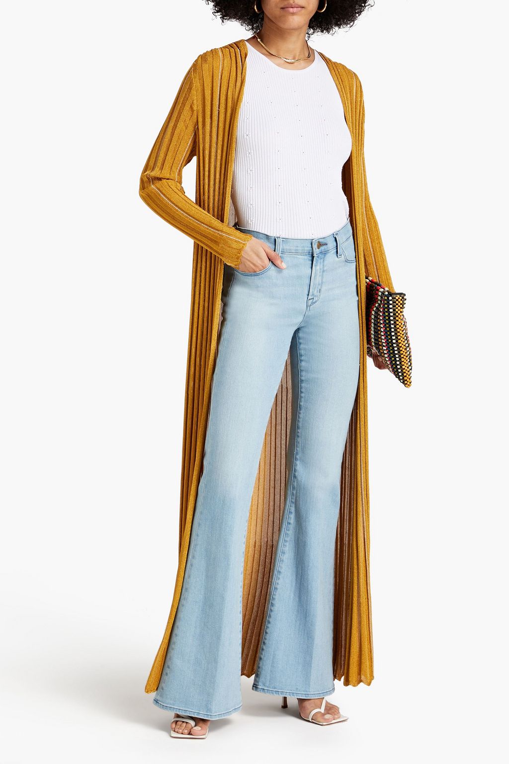 MISSONI Gestreifter Cardigan aus Rippstrick in Metallic-Optik