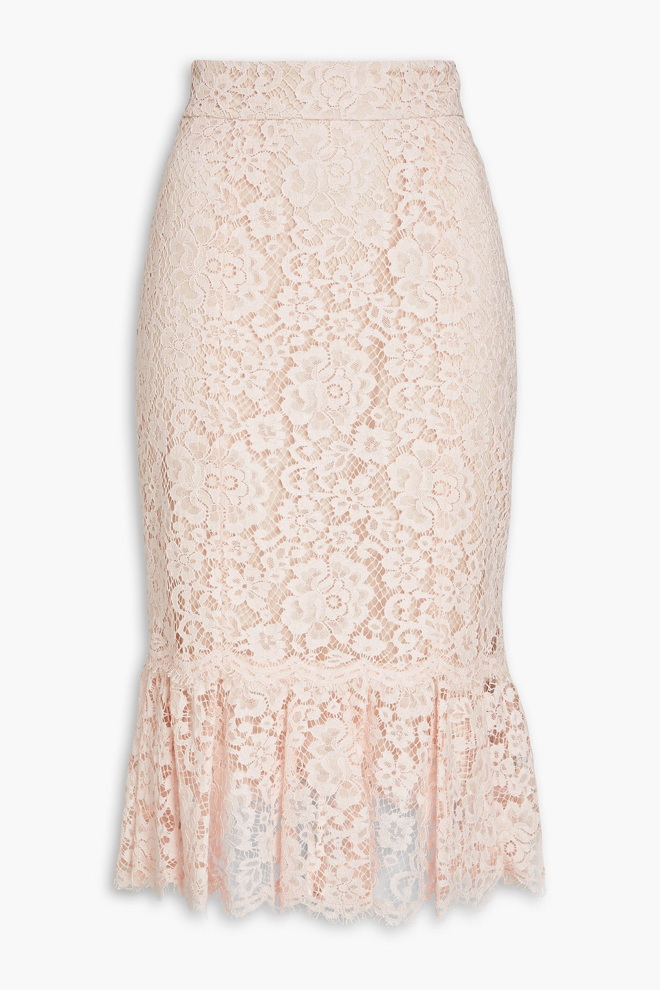 Dolce&Gabbana - Fluted cotton-blend corded lace midi skirt - Pink - IT 44