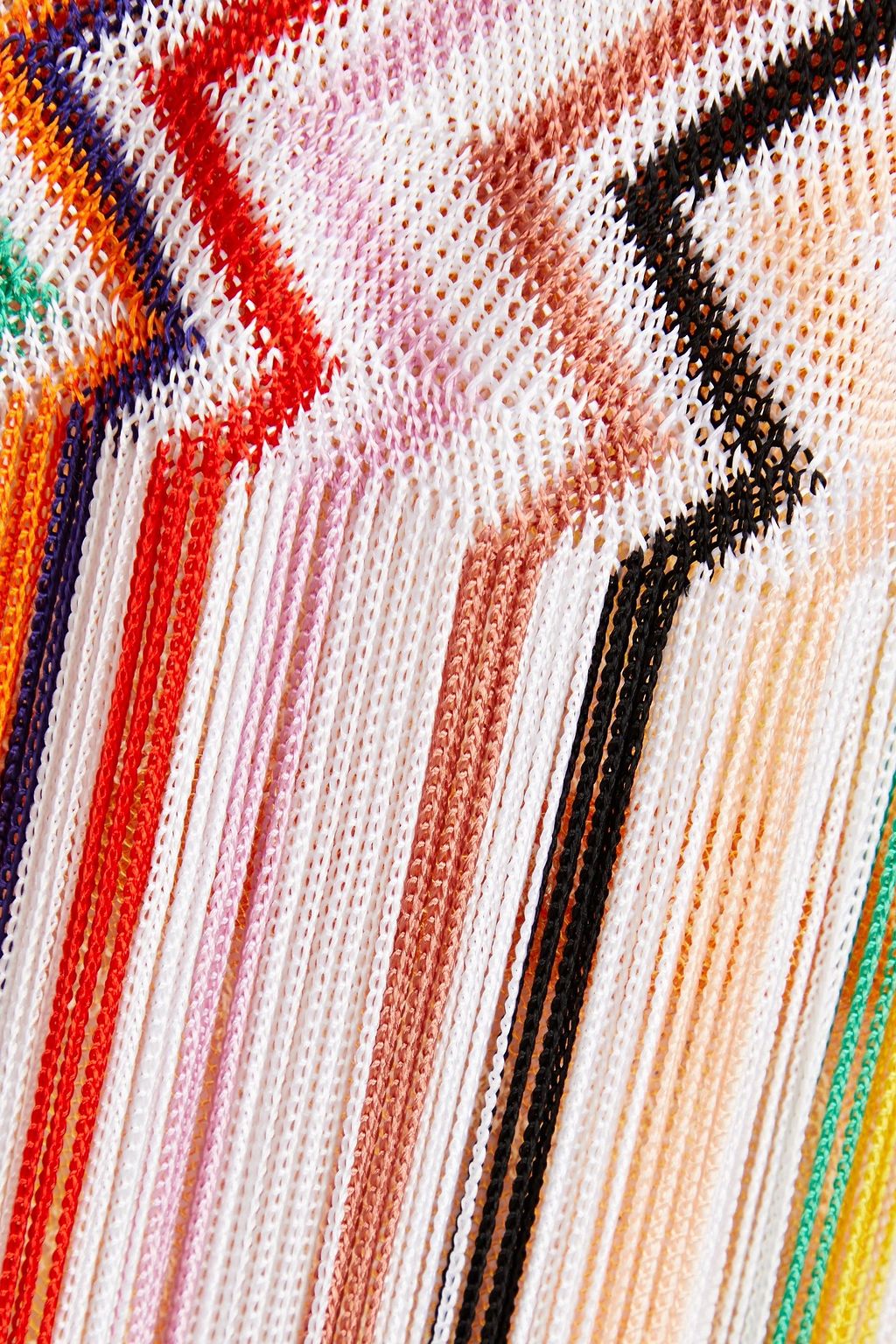 MISSONI Trägerloses Strandkleid aus Häkelstrick mit Fransen