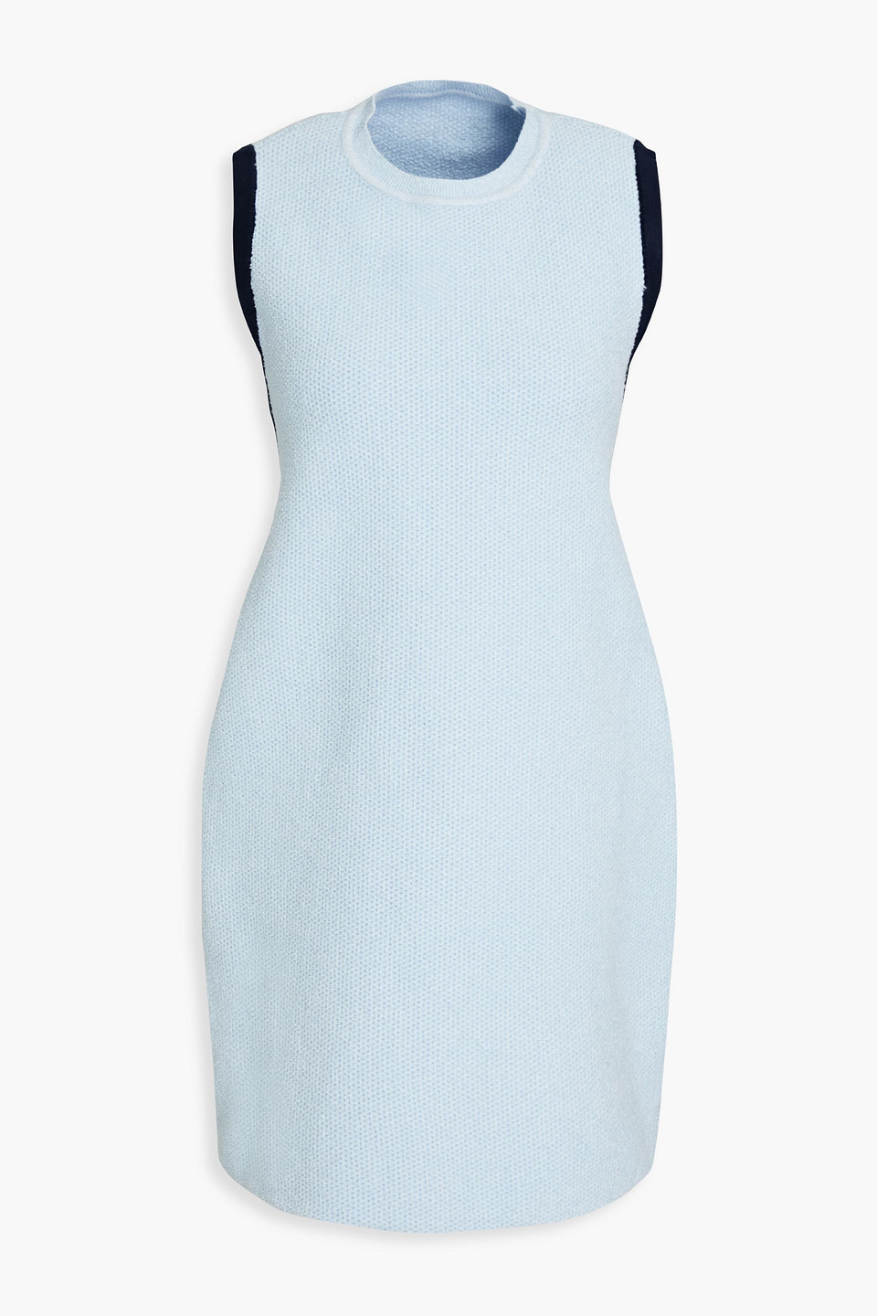 Jacquemus Sorbetto Contrast-trim Knitted Mini Dress In Light Blue