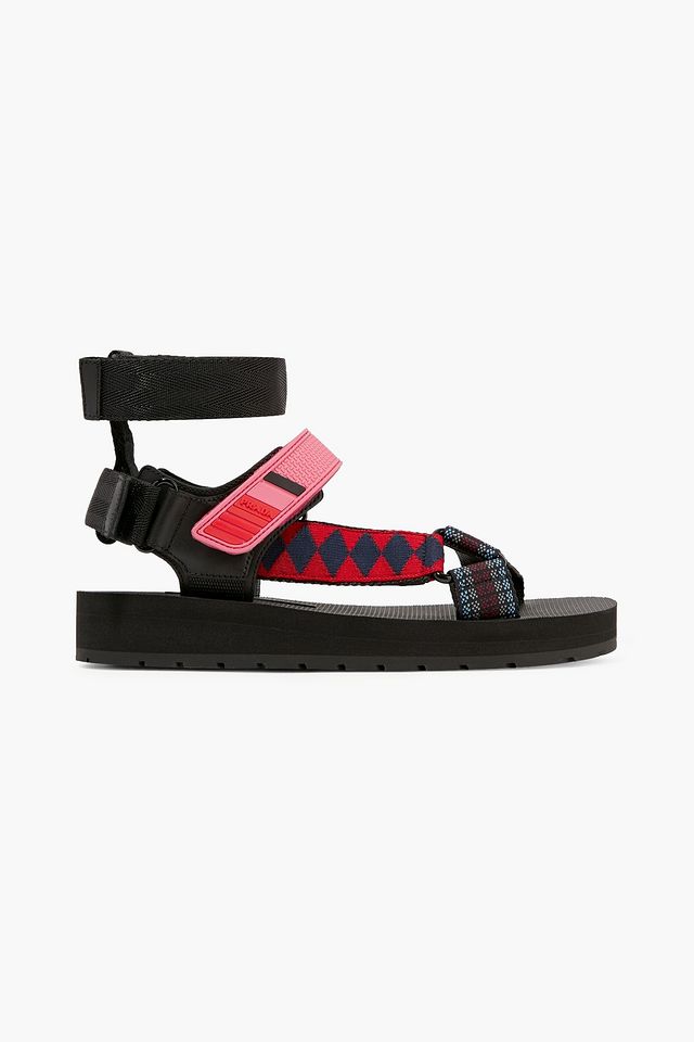 Canvas, rubber and leather sandals