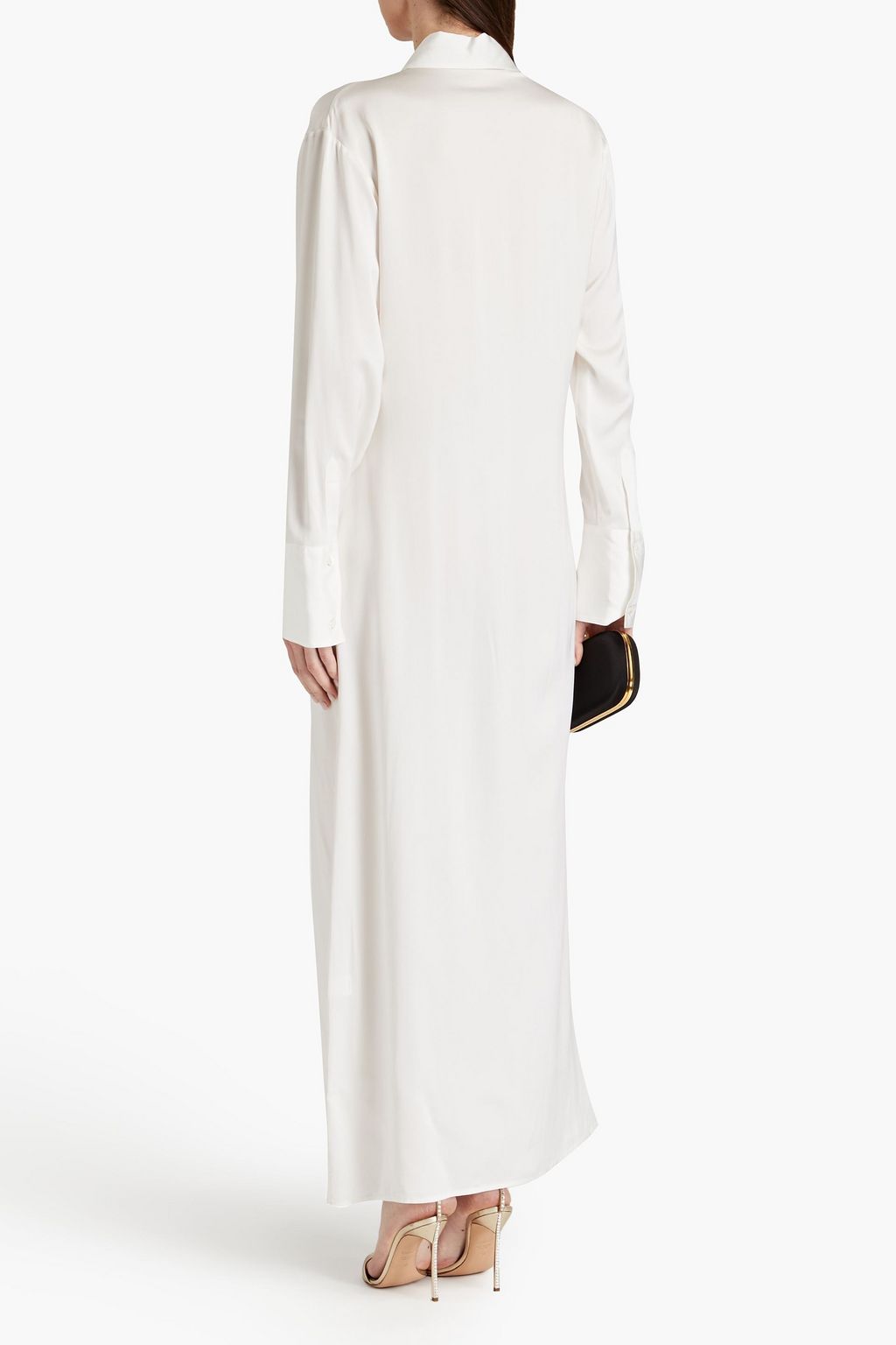 DEVEAUX Nye satin maxi shirt dress