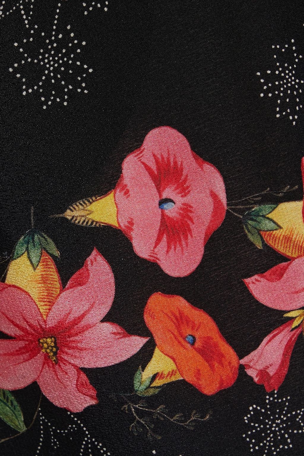 REDVALENTINO Gathered floral-print silk-crepe wide-leg pants