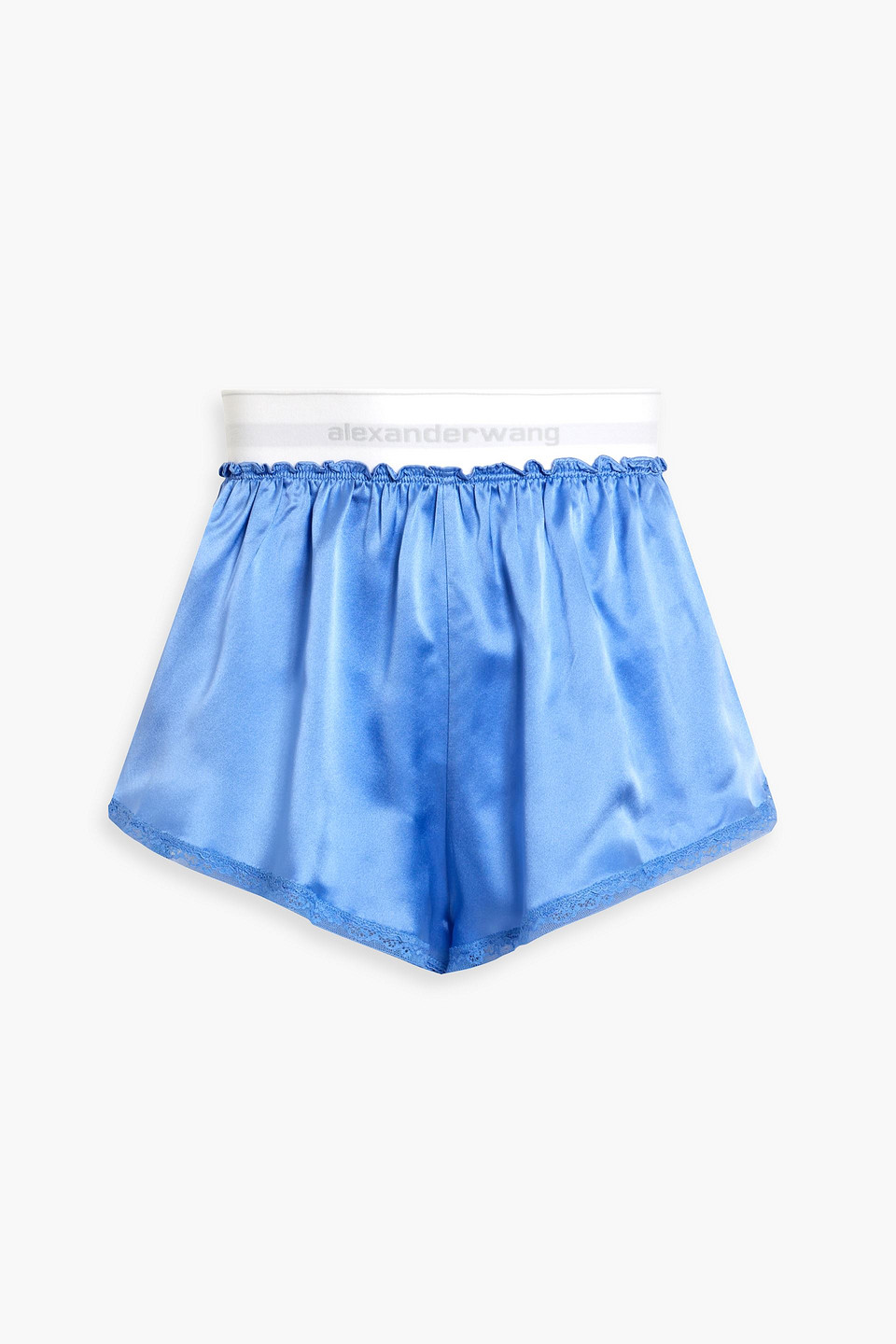 ALEXANDER WANG T NEGLIGEE LACE-TRIMMED SILK-SATIN SHORTS 3074457345635712320