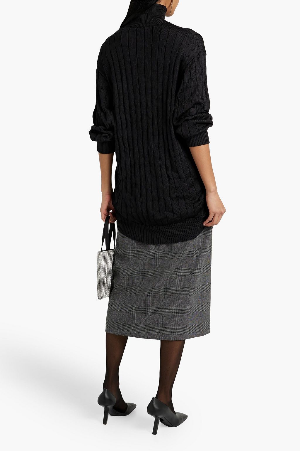 BALENCIAGA Prince of Wales checked wool-blend tweed midi skirt