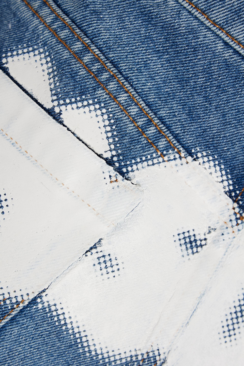 Msgm Printed Denim Shorts In Mid Denim