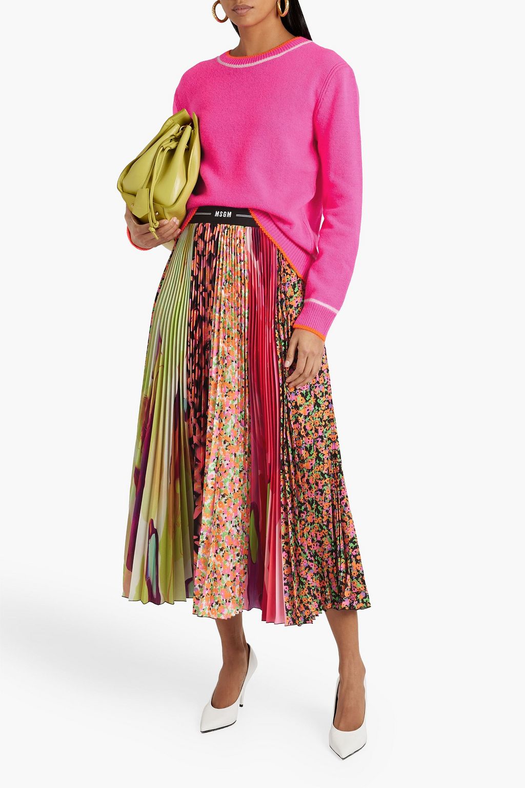 MSGM Neon wool and cashmere-blend sweater