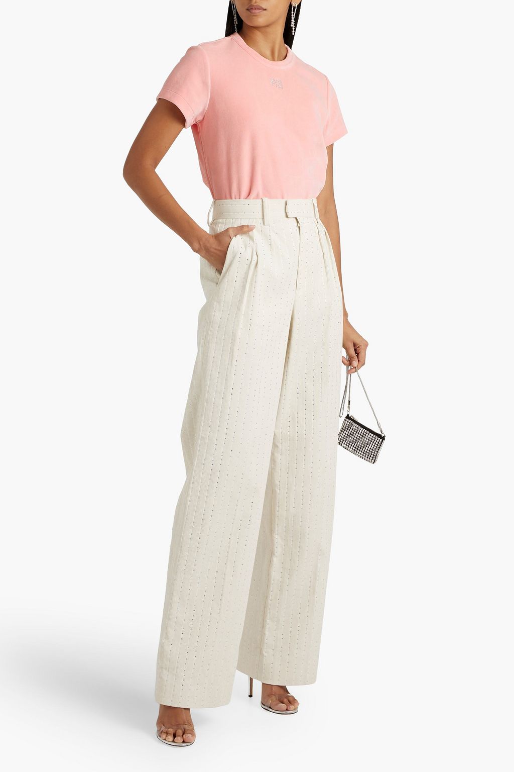 ALEXANDERWANG.T Crystal-embellished stretch-cotton velour T-shirt