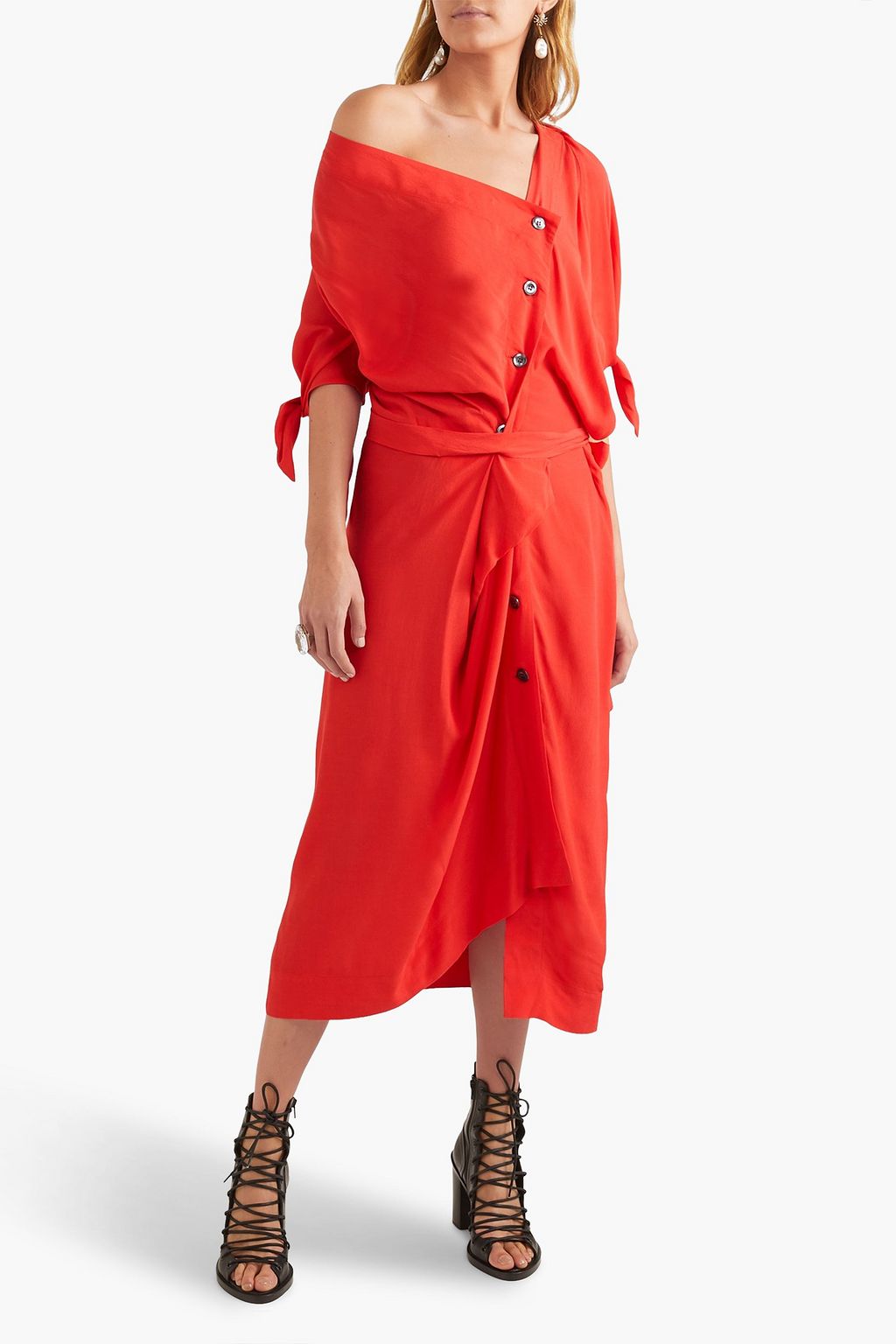 VIVIENNE WESTWOOD Thaw asymmetric draped crepe midi shirt dress