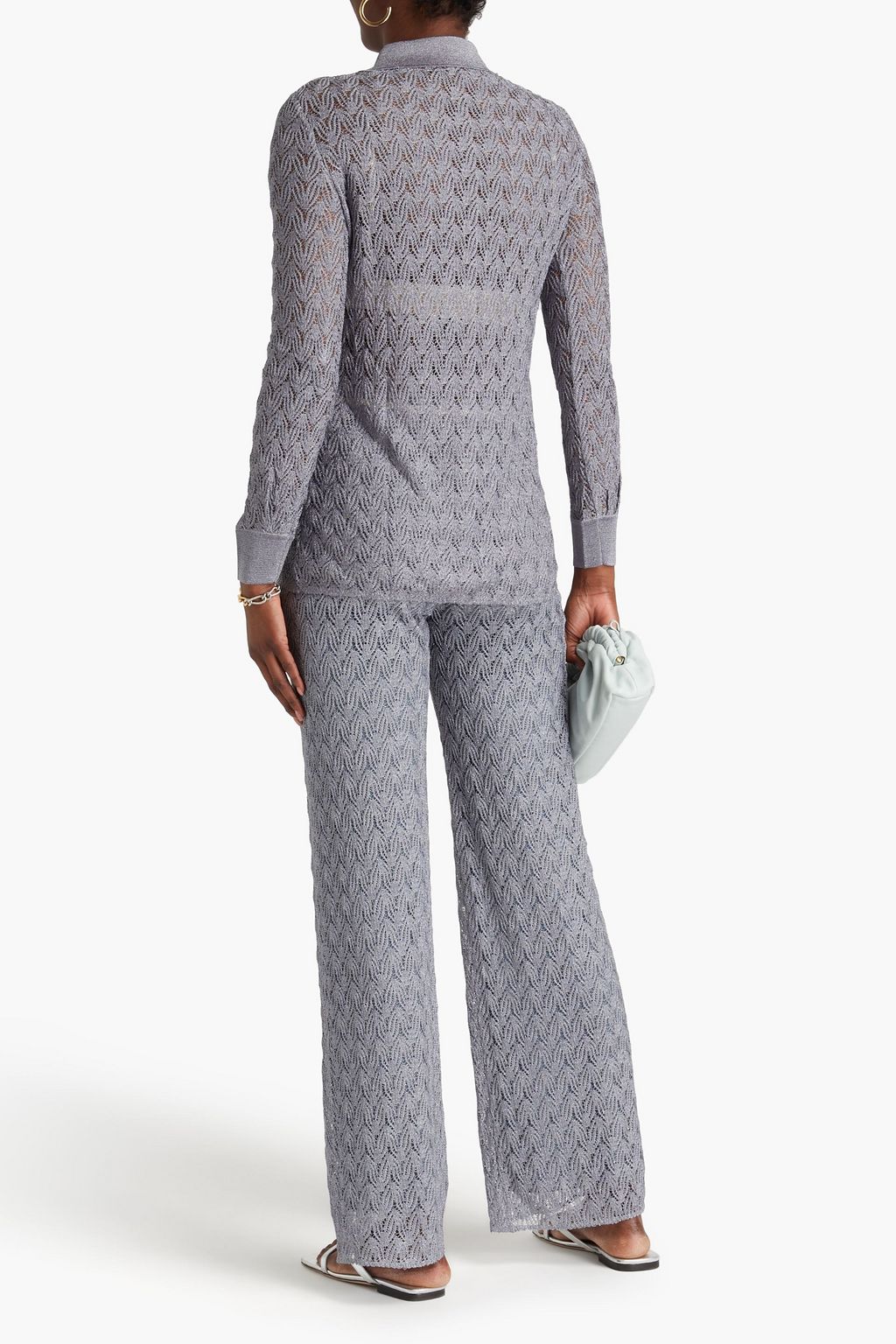 MISSONI Metallic crochet-knit shirt