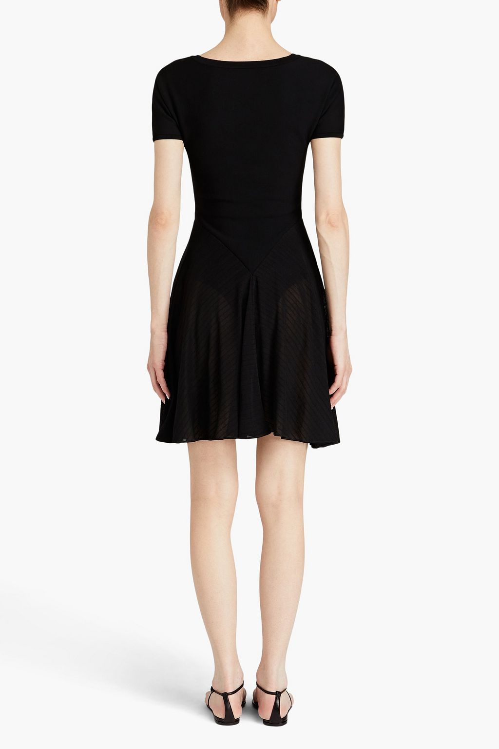 ALAÏA リブ編みニット ミニワンピース クレープパネル