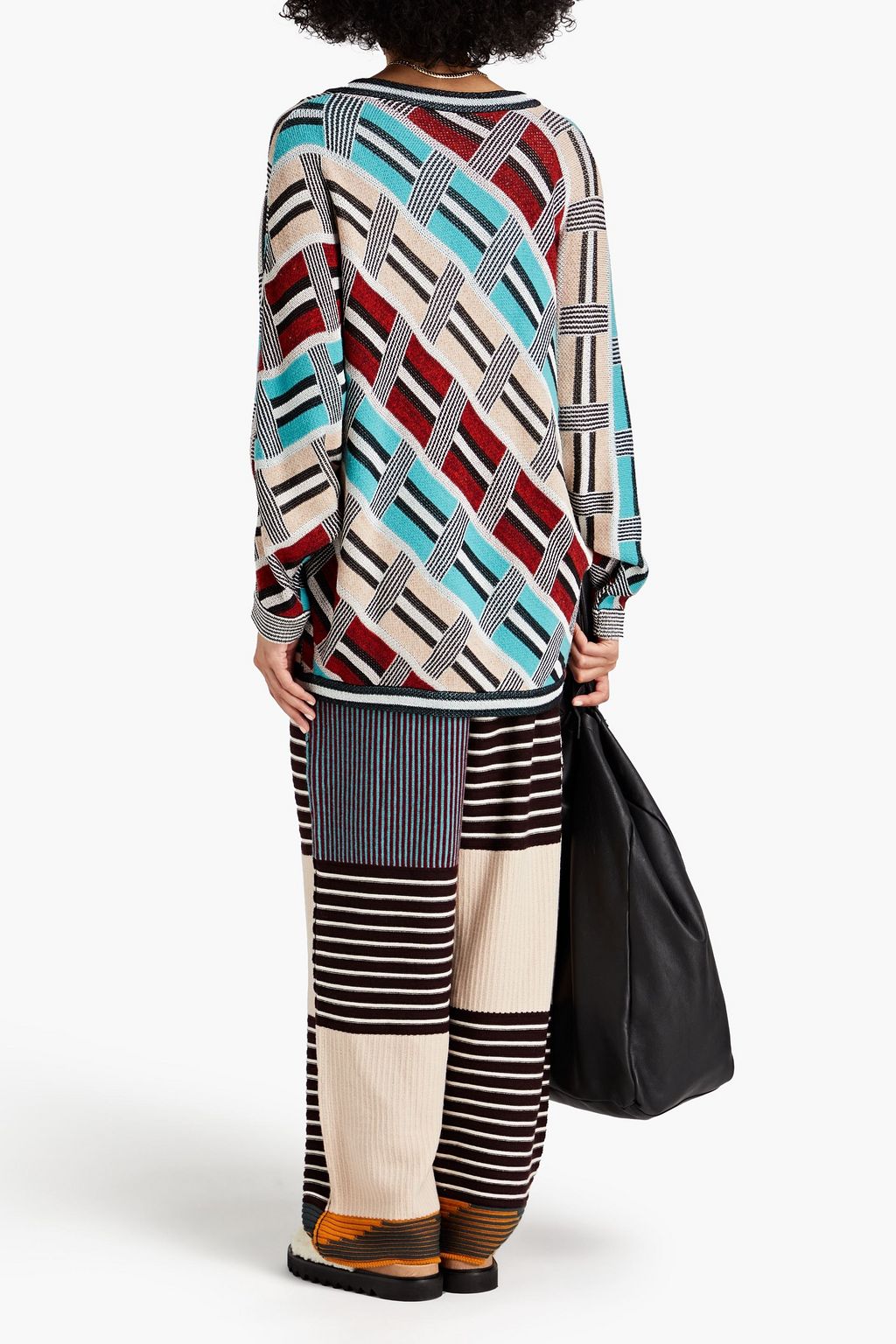MISSONI Gestreifte Hose mit weitem Bein aus gerippter Wolle