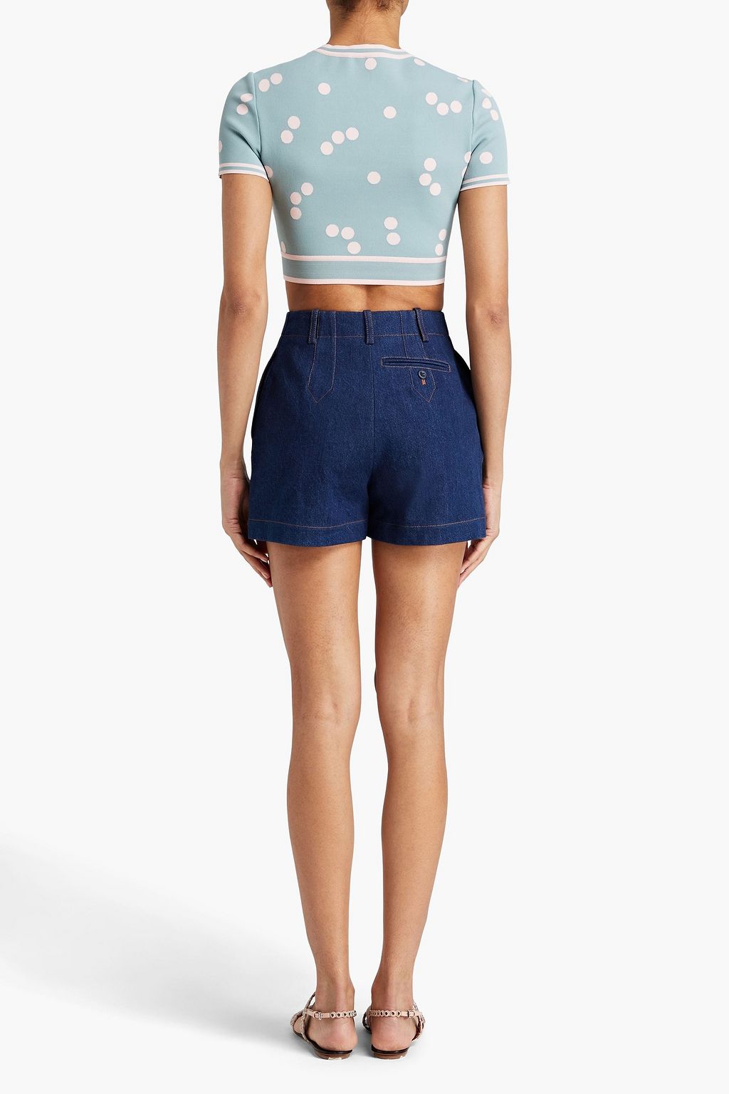 ALAÏA Cropped polka-dot jacquard-knit top