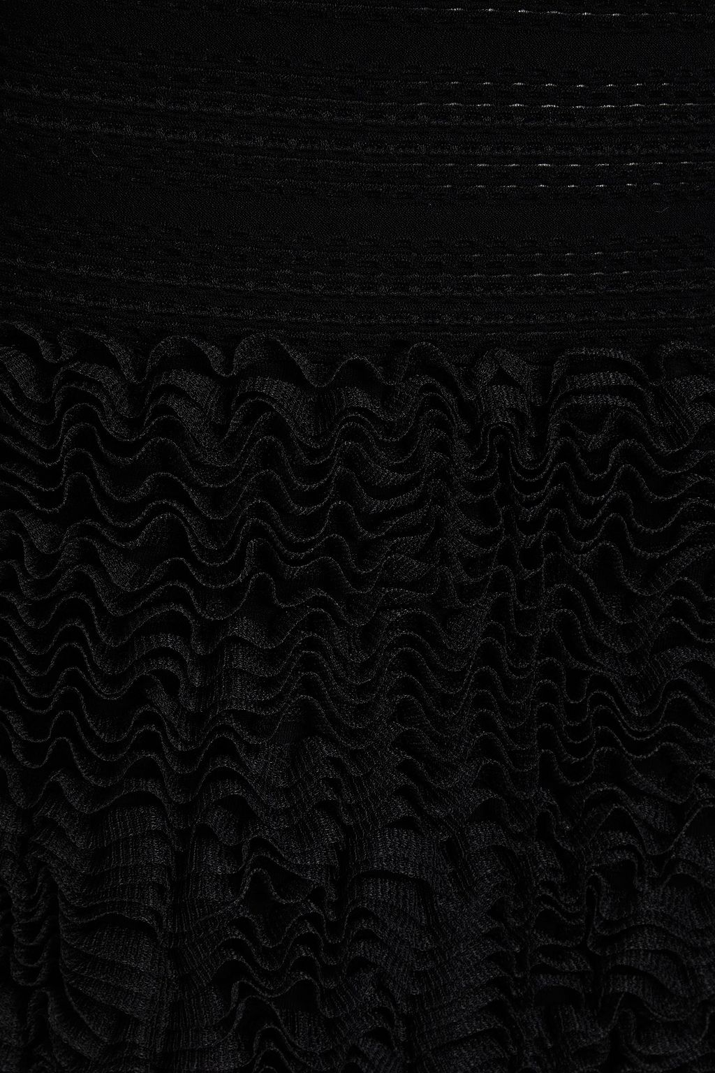 ALAÏA 透かし編みニット マキシワンピース ラッフルトリム