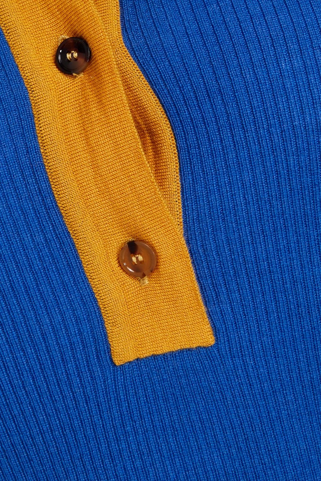 MISSONI Poloshirt aus gerippter Merinowolle in Colour-Block-Optik