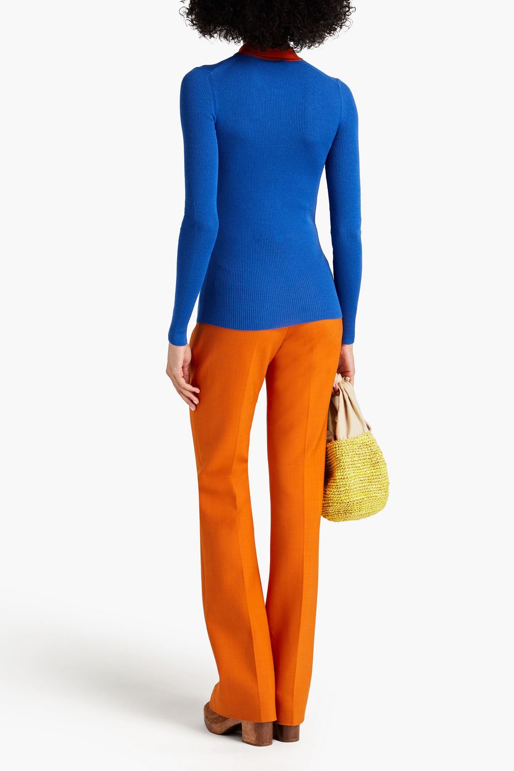 MISSONI Poloshirt aus gerippter Merinowolle in Colour-Block-Optik
