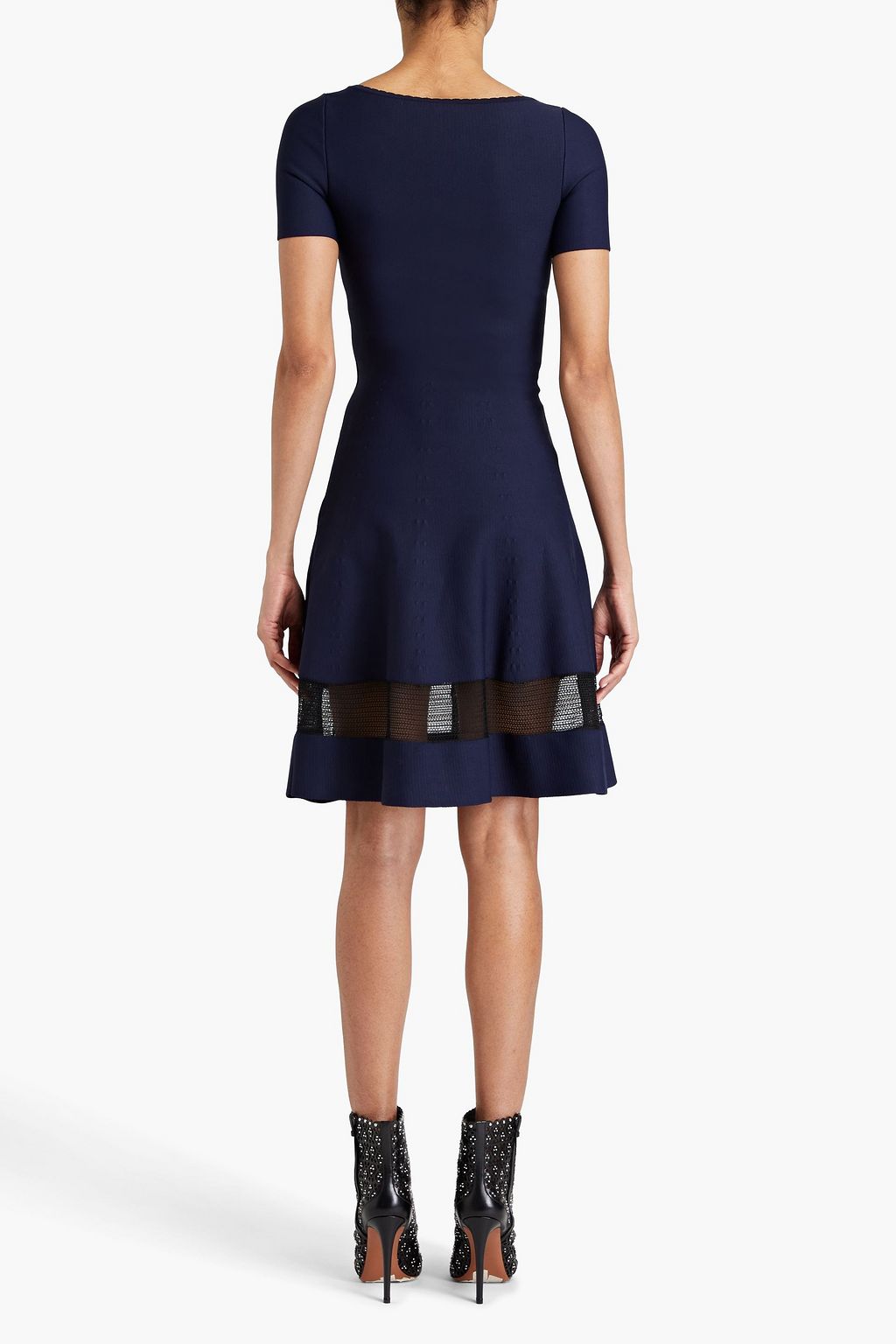 ALAÏA Mesh-trimmed stretch-knit dress
