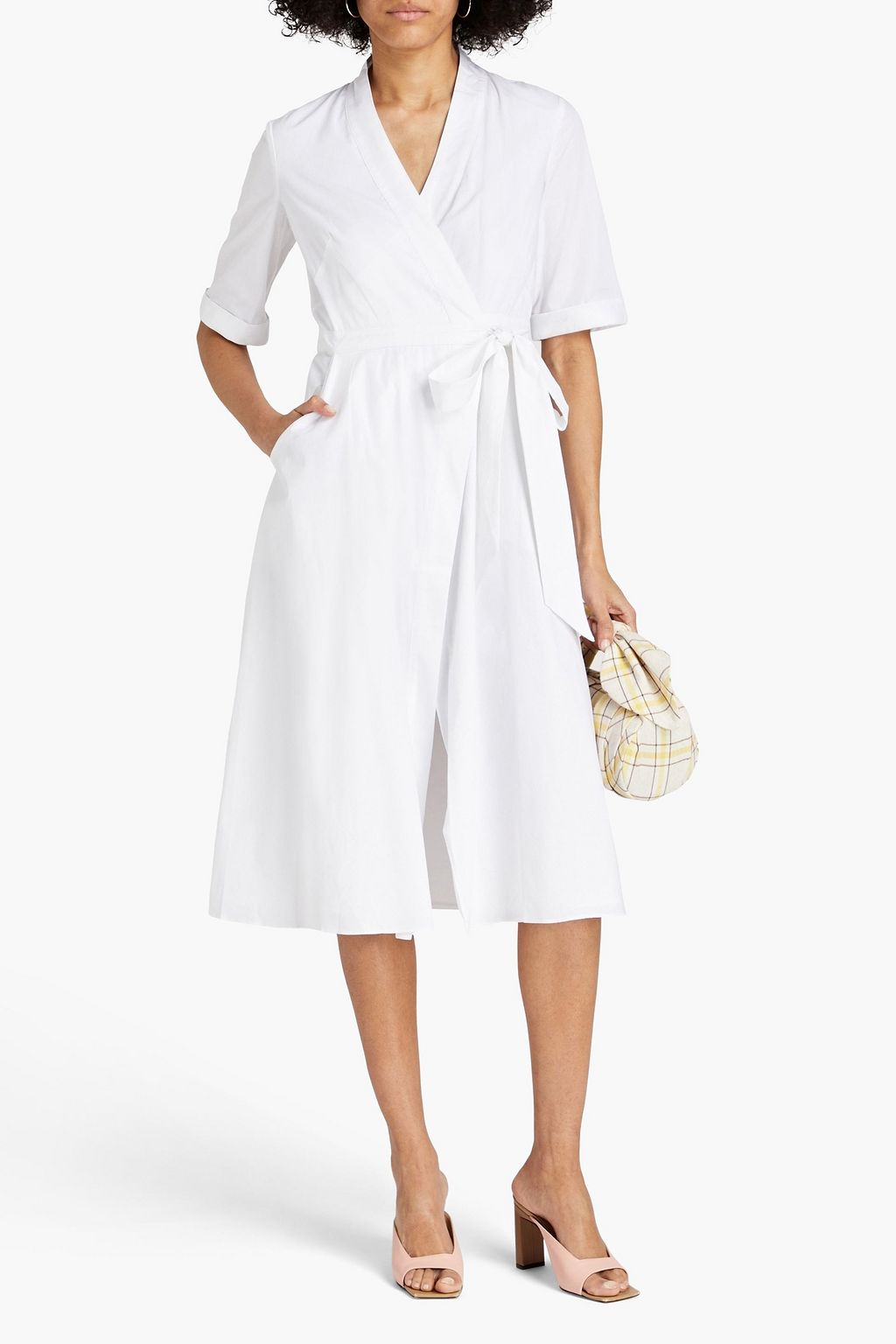 SALONI Mae cotton-poplin midi wrap dress