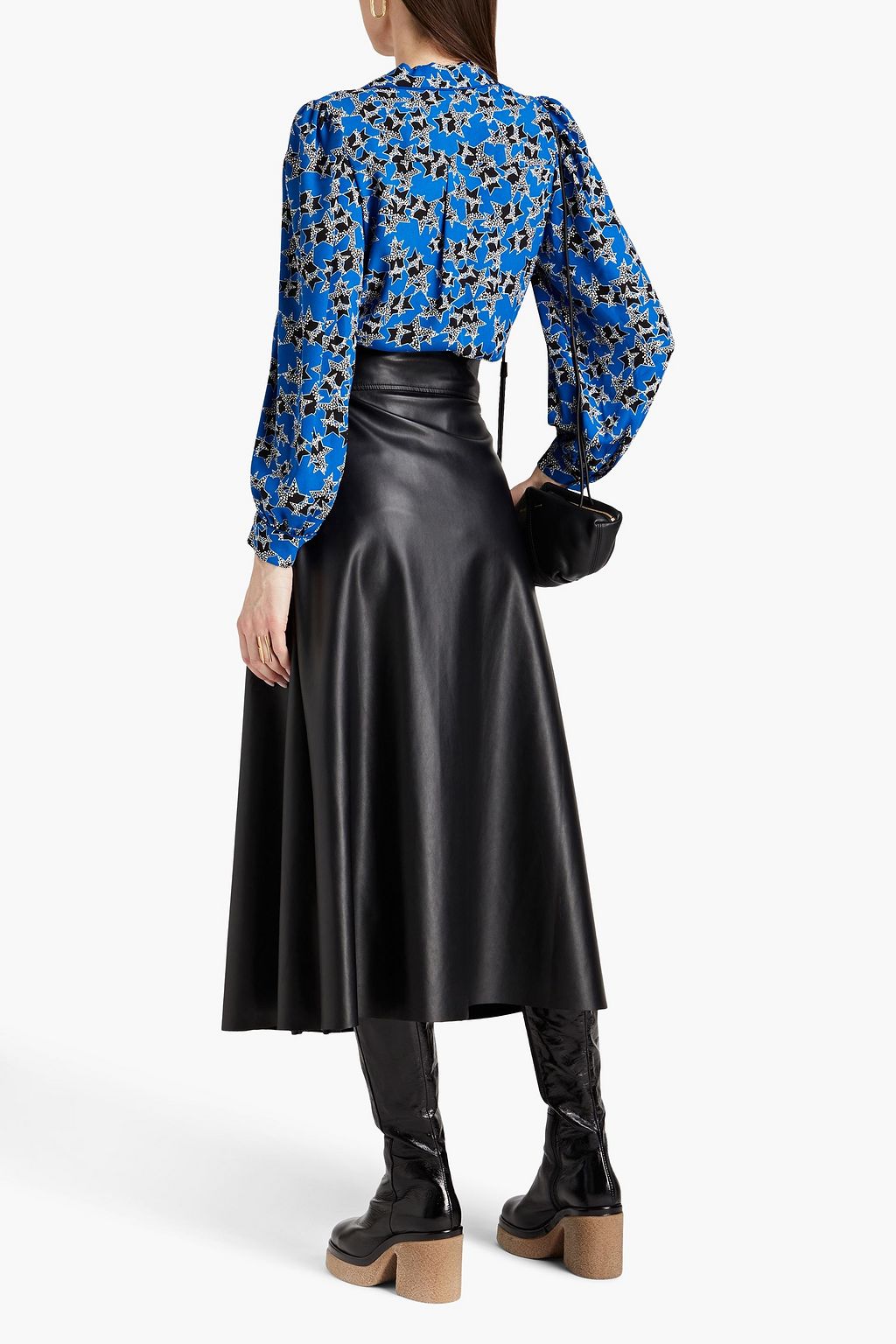 DIANE VON FURSTENBERG 개더 디테일 프린트 크레이프 블라우스
