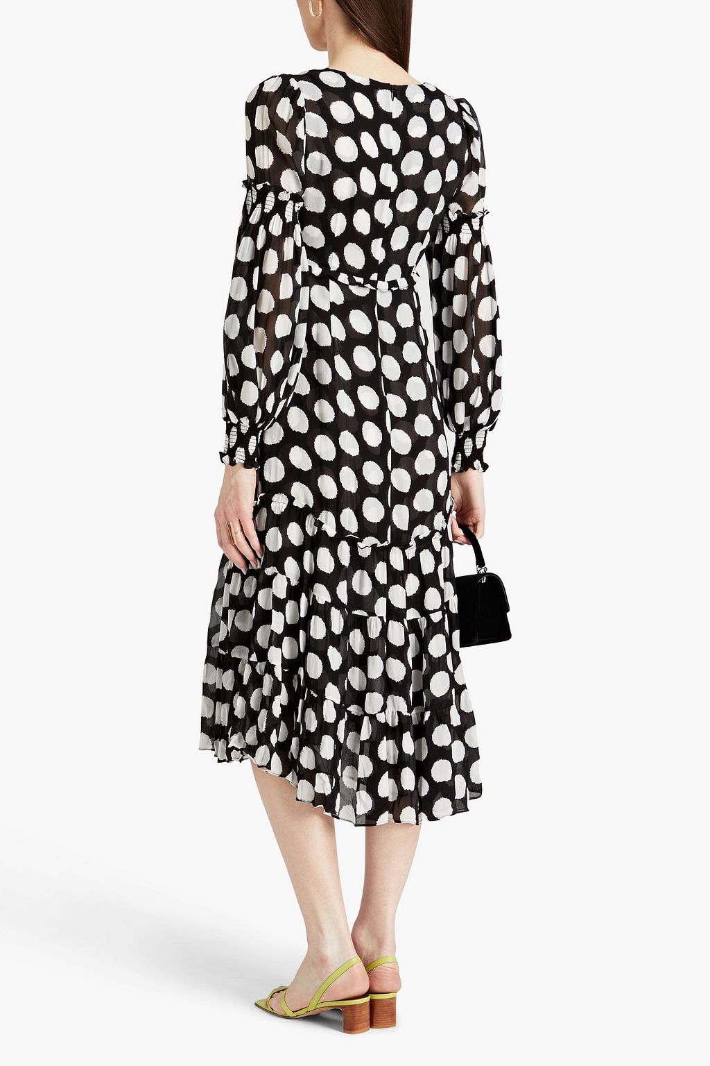 DIANE VON FURSTENBERG فستان متوسط الطول «ترافيس» من قماش جورجيت المنقط
