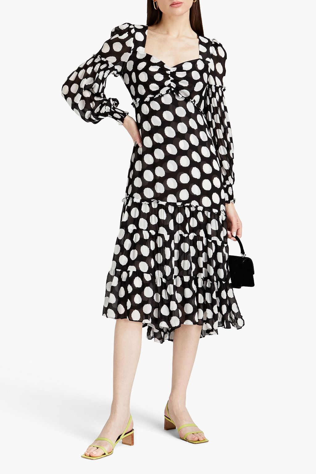 DIANE VON FURSTENBERG فستان متوسط الطول «ترافيس» من قماش جورجيت المنقط