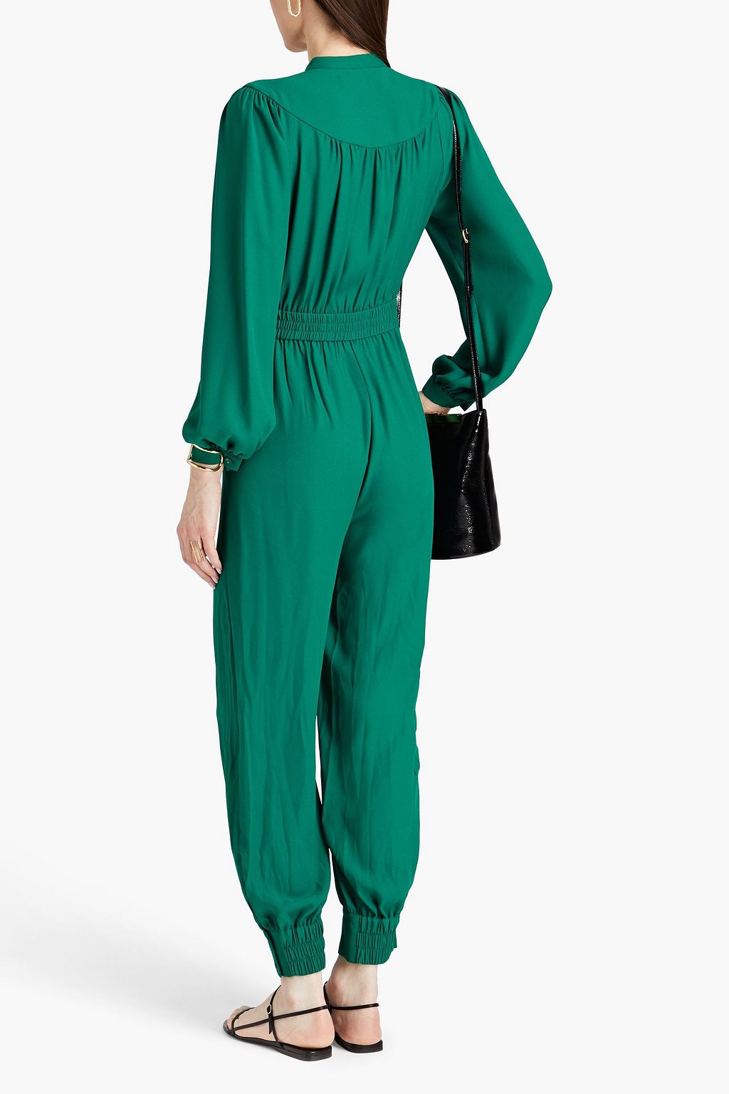 DIANE VON FURSTENBERG 개더 디테일 크레이프 플리츠 점프수트