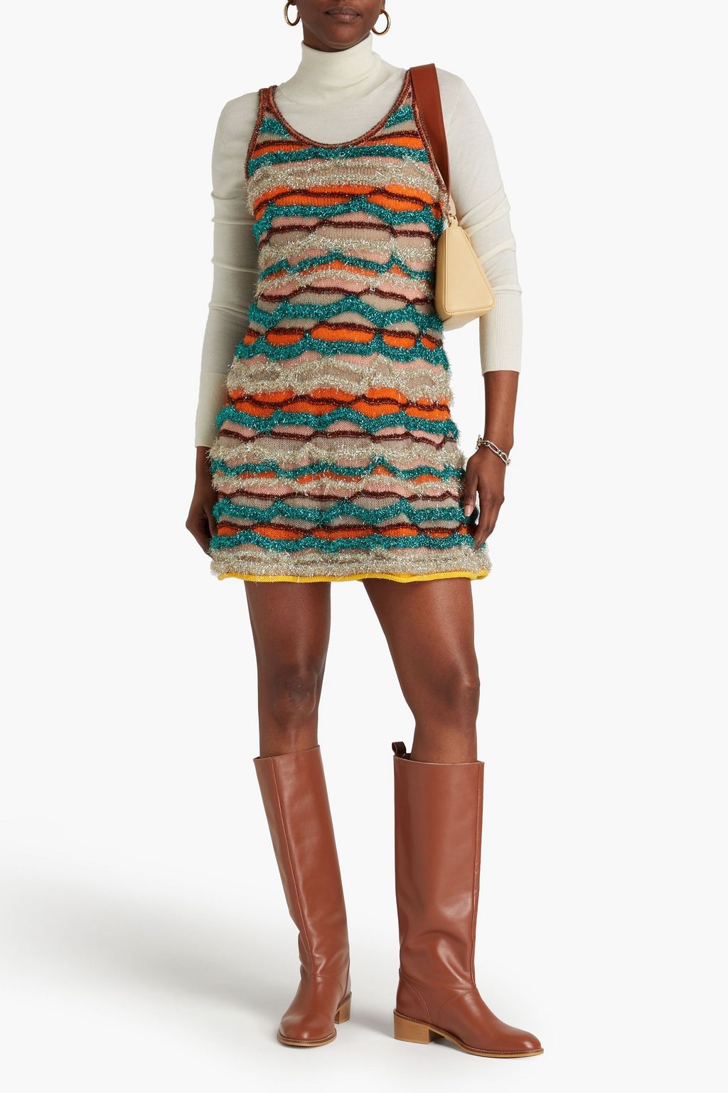 MISSONI Tinesel-trimmed jacquard-knit tinsel mini dress