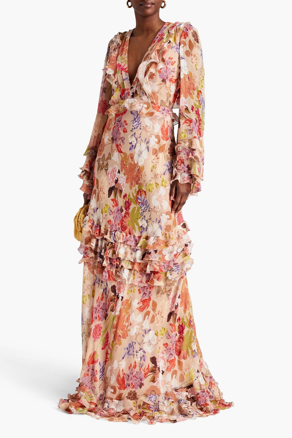 ETRO Open-back ruffled floral-print silk crepe de chine gown THE OUTNET
