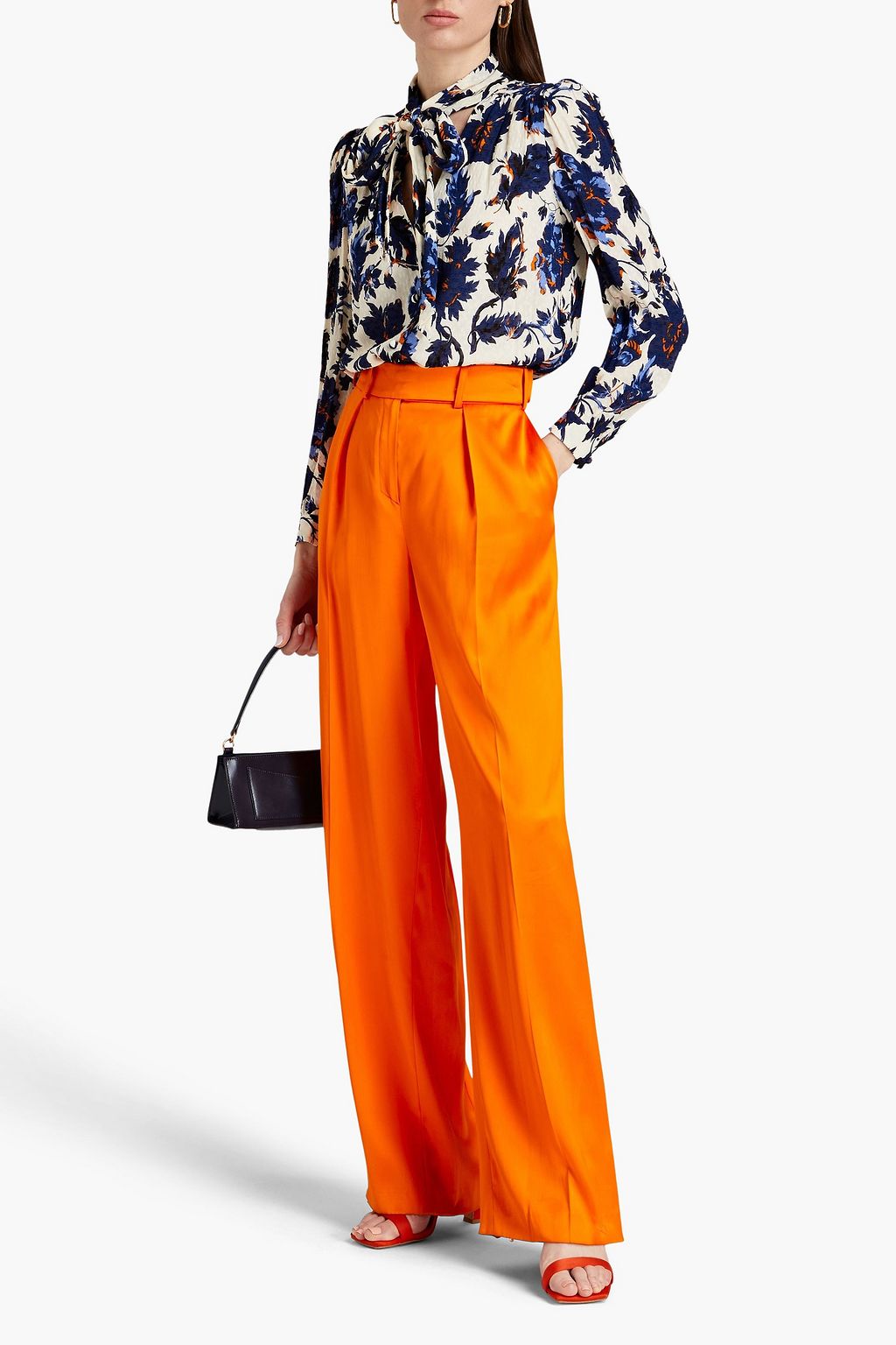 DIANE VON FURSTENBERG Harvey gathered floral-print fil coupé crepe blouse