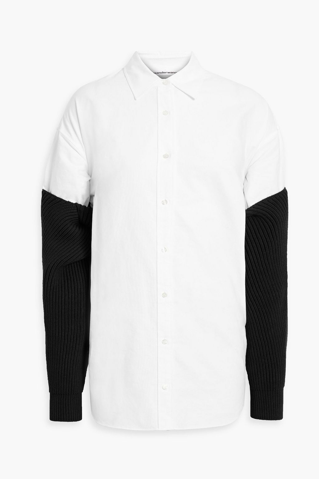 ALEXANDERWANG.T Ribbedknit paneled cottonOxford shirt THE