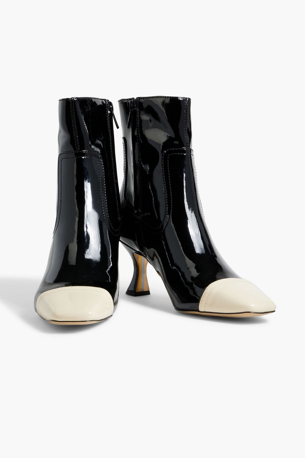 SAM EDELMAN Liivia two-tone faux patent leather ankle boots