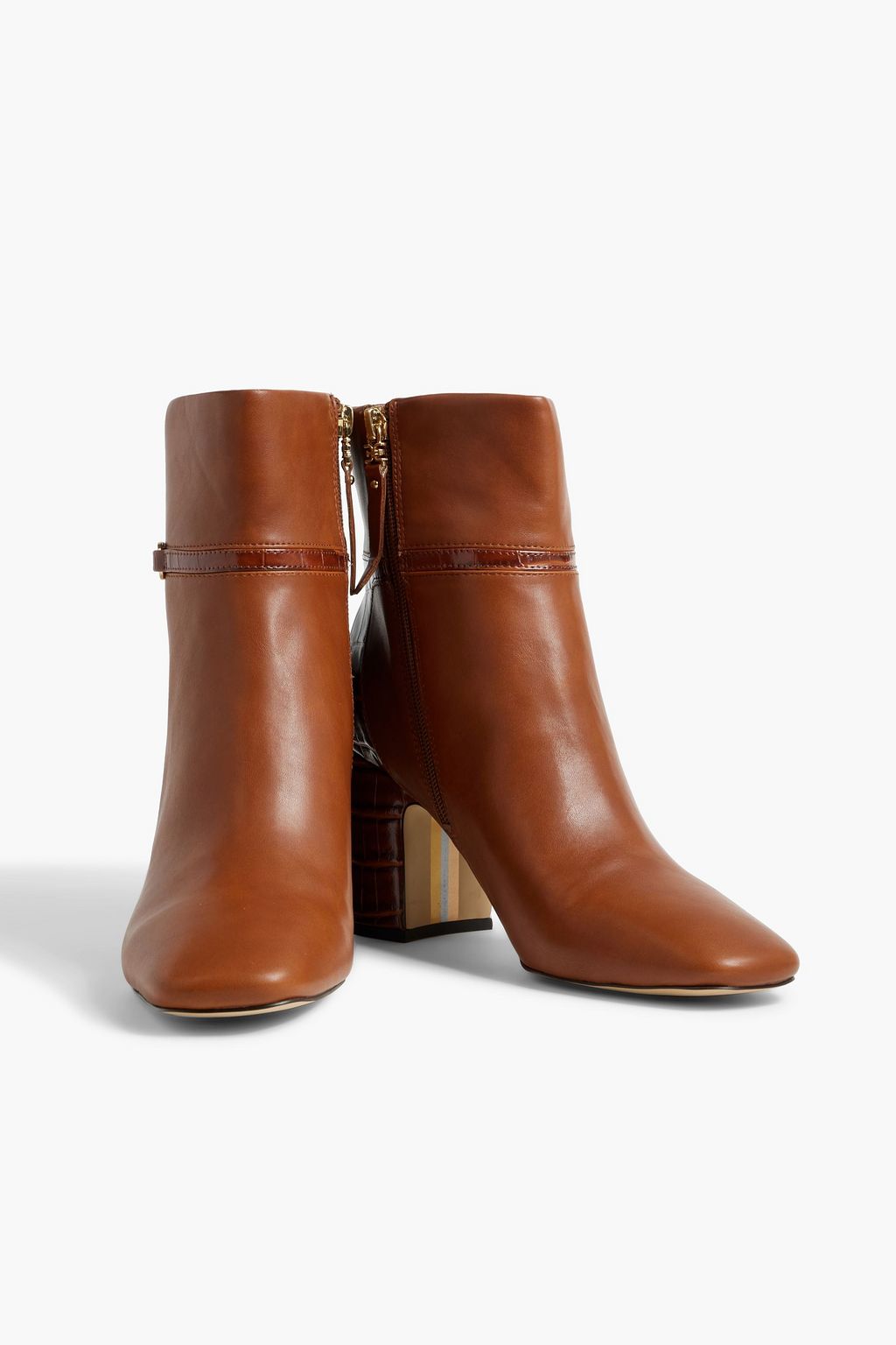 SAM EDELMAN Florah faux smooth and croc-effect leather ankle boots