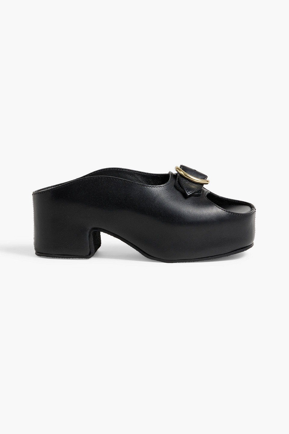 DRIES VAN NOTEN BUCKLED LEATHER PLATFORM MULES,3074457345635723737