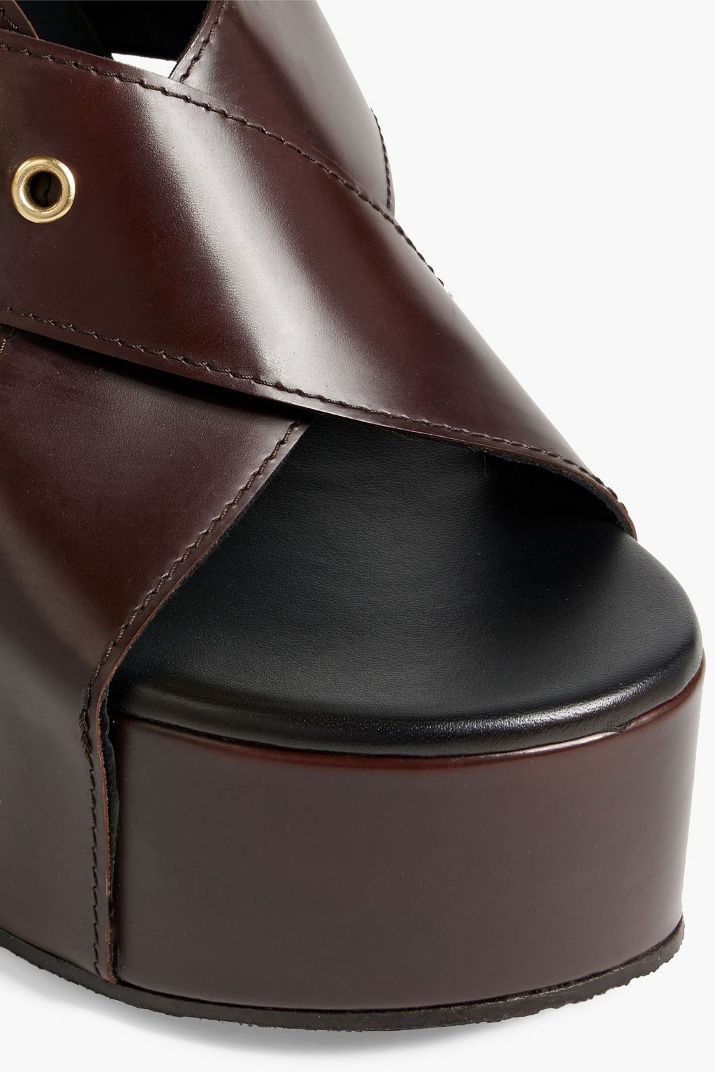 DRIES VAN NOTEN Buckled leather platform slingback sandals