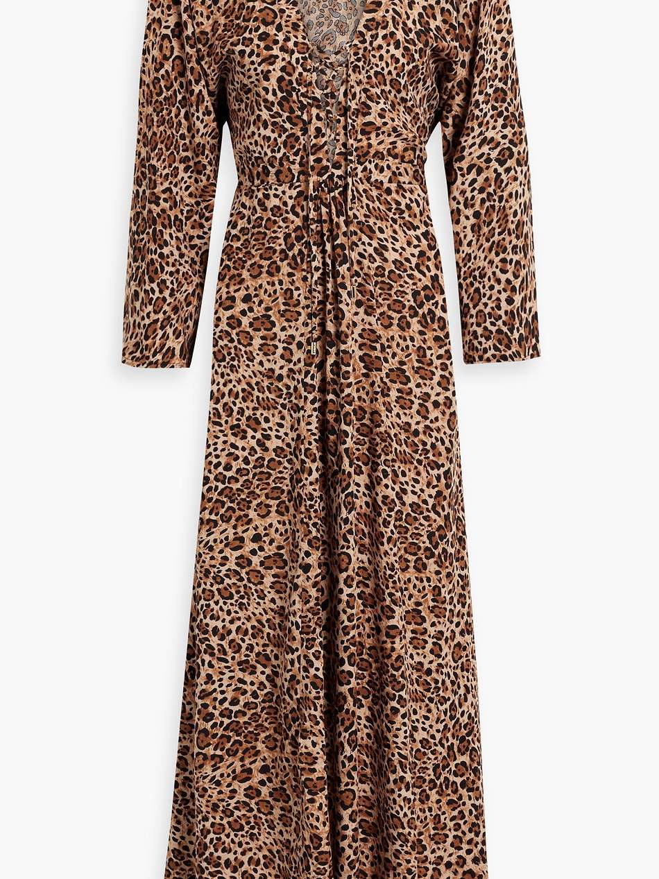 natalie lace-up leopard-print voile maxi dress