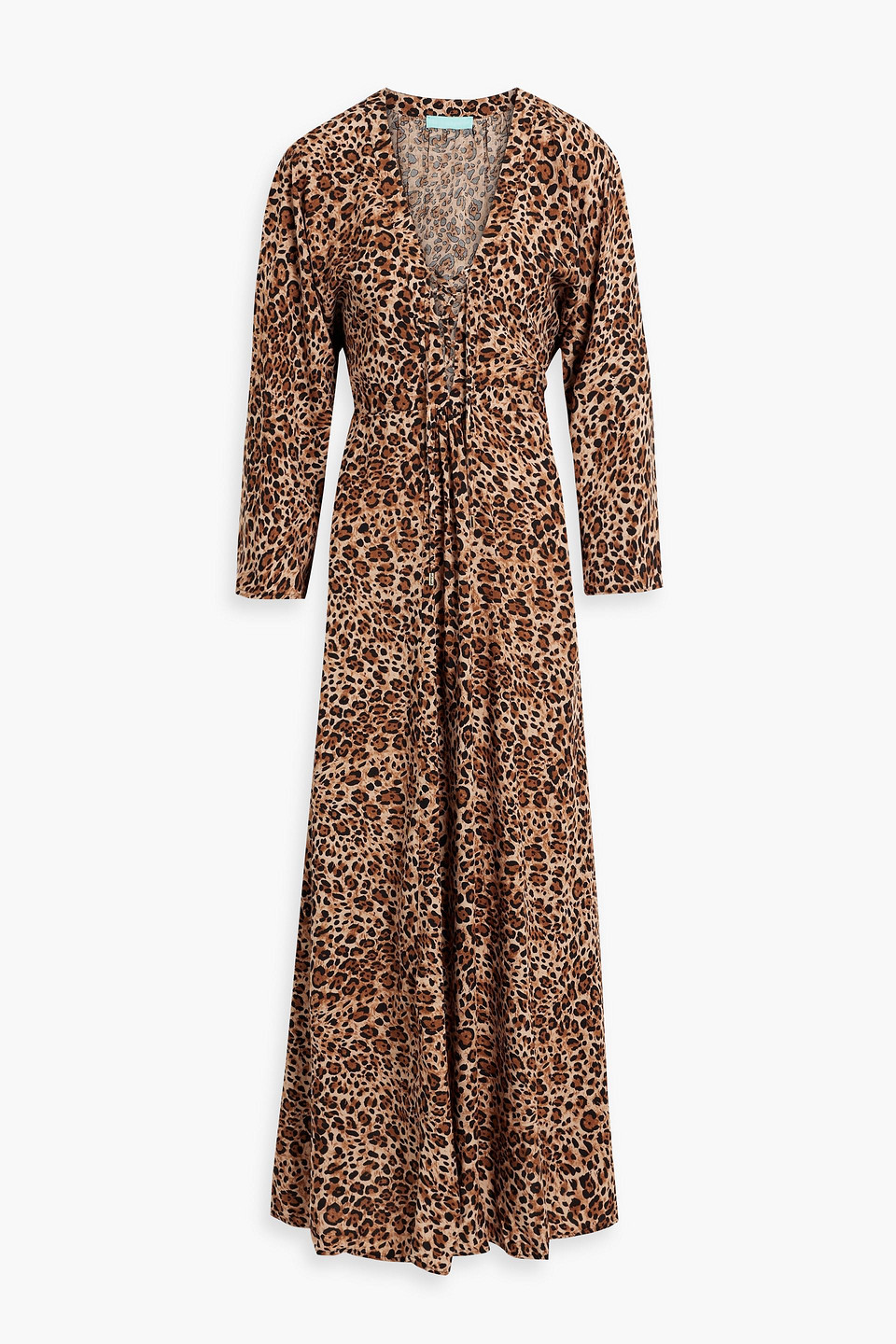 Melissa Odabash Natalie Lace-up Leopard-print Voile Maxi Dress In Animal Print