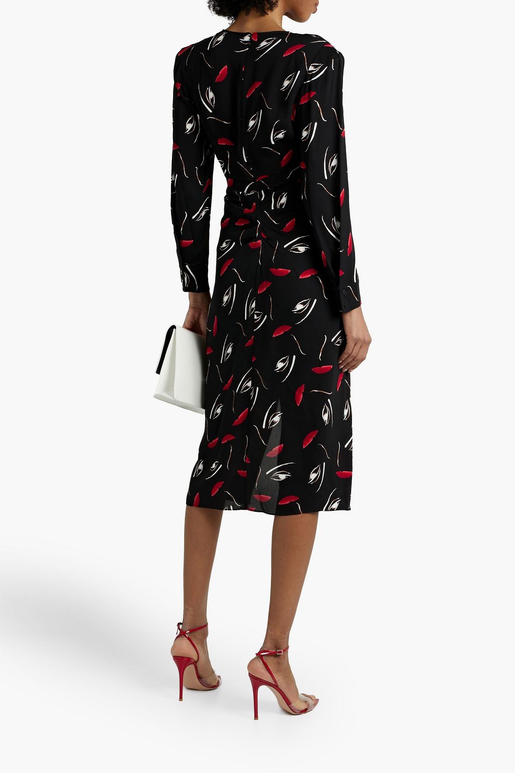 DIANE VON FURSTENBERG فستان «نارسيسا» متوسط الطول من الكريب بتصميم ملتف مزين بطبعات
