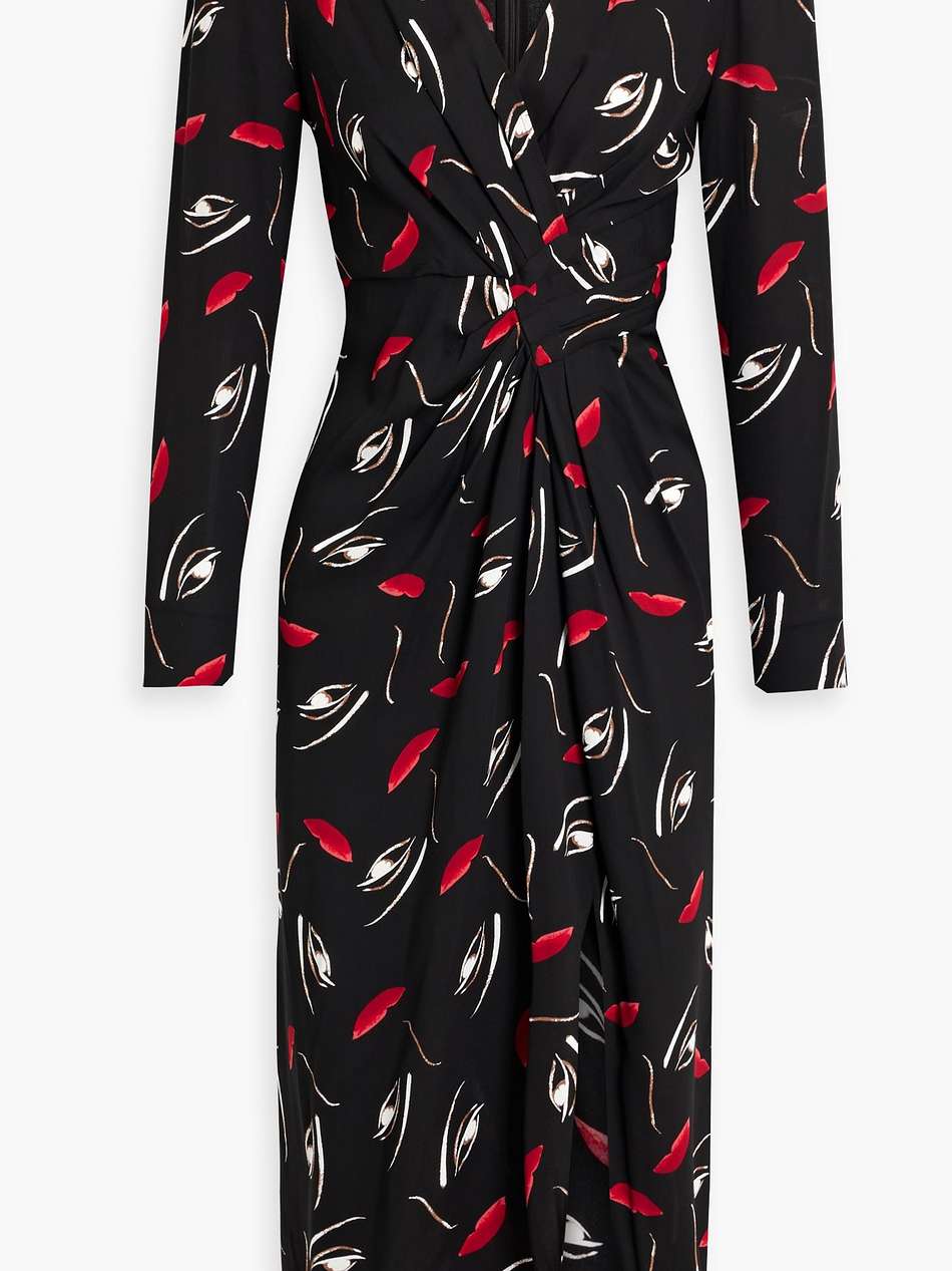 narcissa wrap-effect printed crepe midi dress