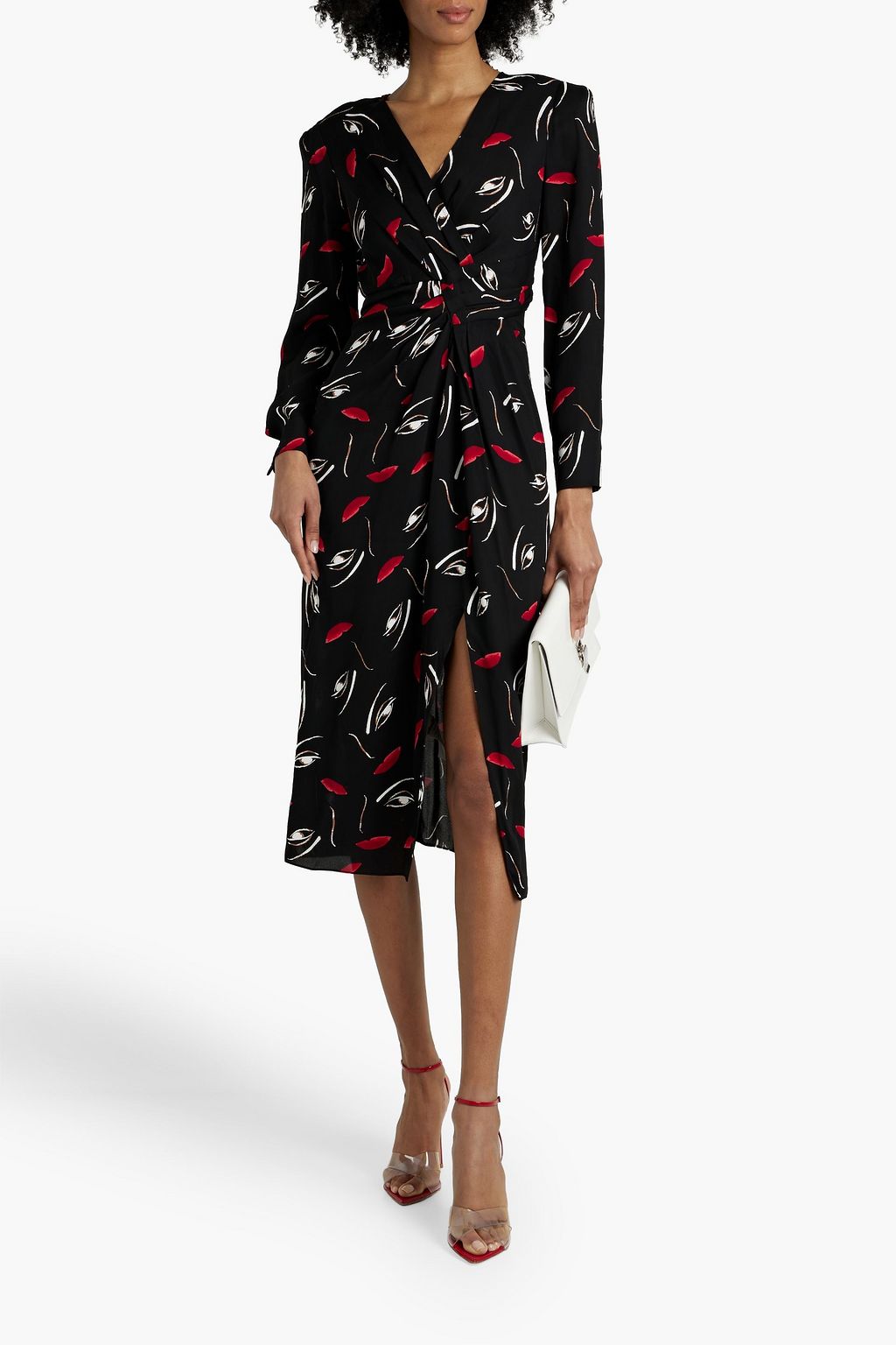 DIANE VON FURSTENBERG فستان «نارسيسا» متوسط الطول من الكريب بتصميم ملتف مزين بطبعات