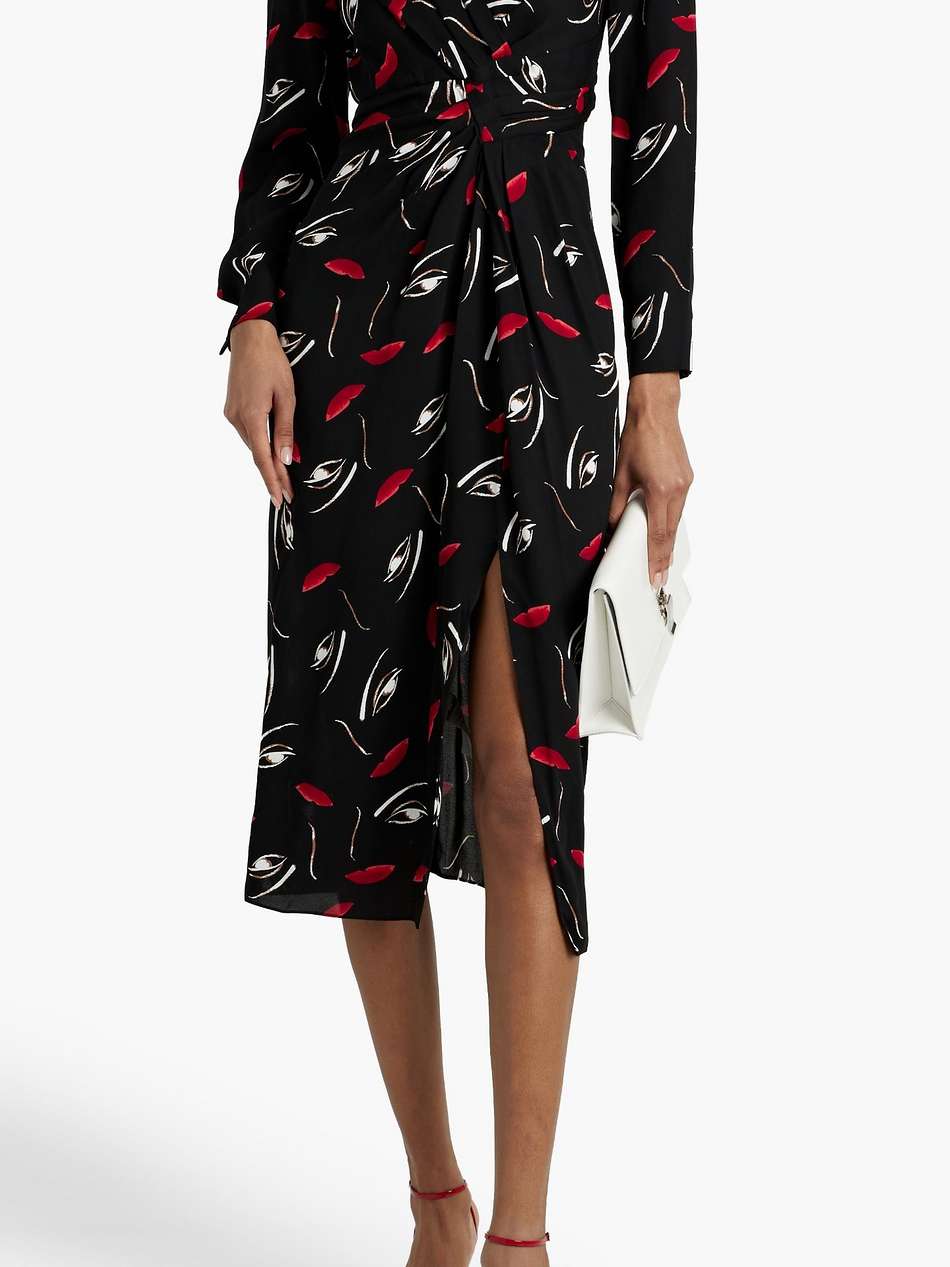 narcissa wrap-effect printed crepe midi dress