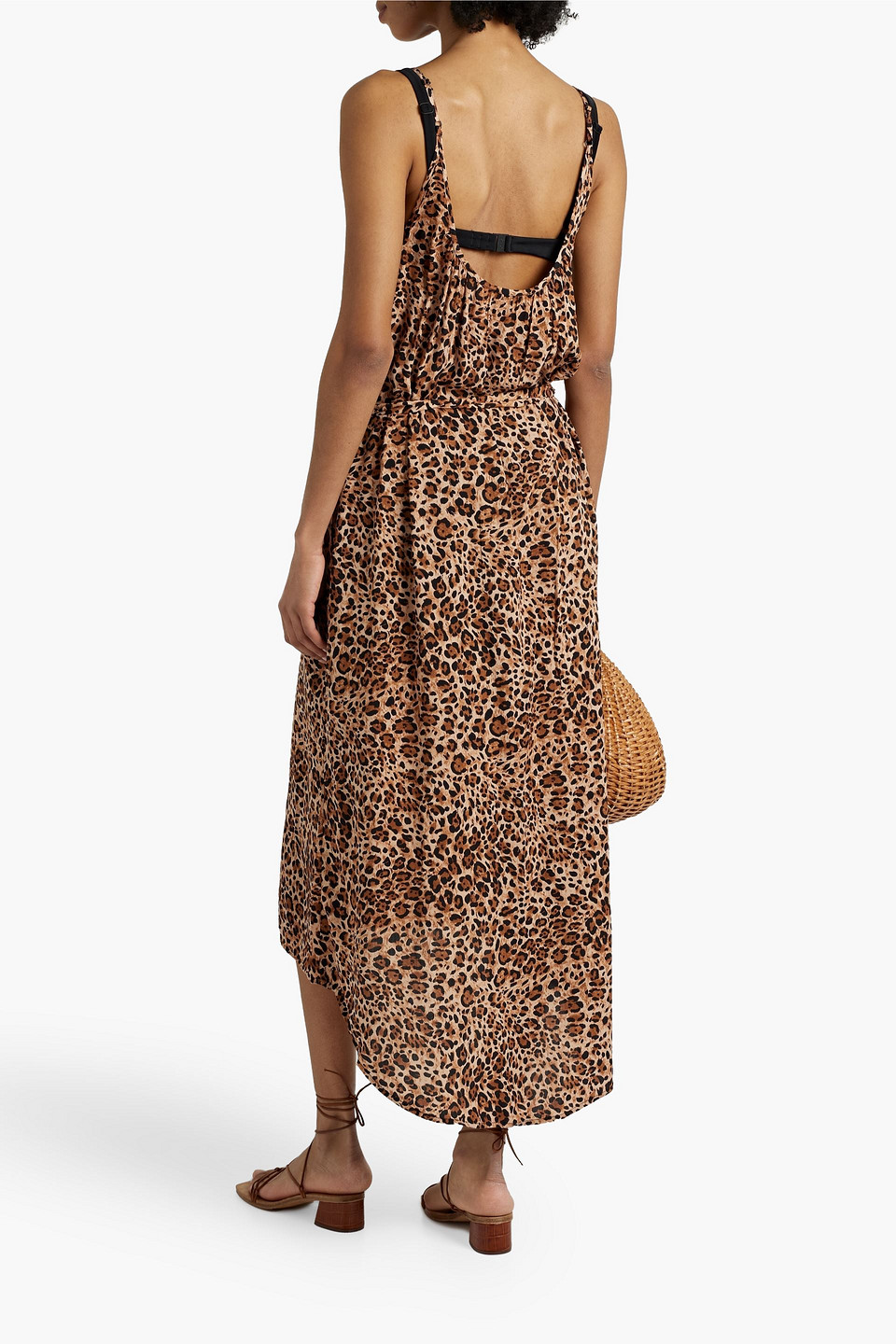 Shop Melissa Odabash Melissa Leopard-print Voile Midi Dress In Animal Print