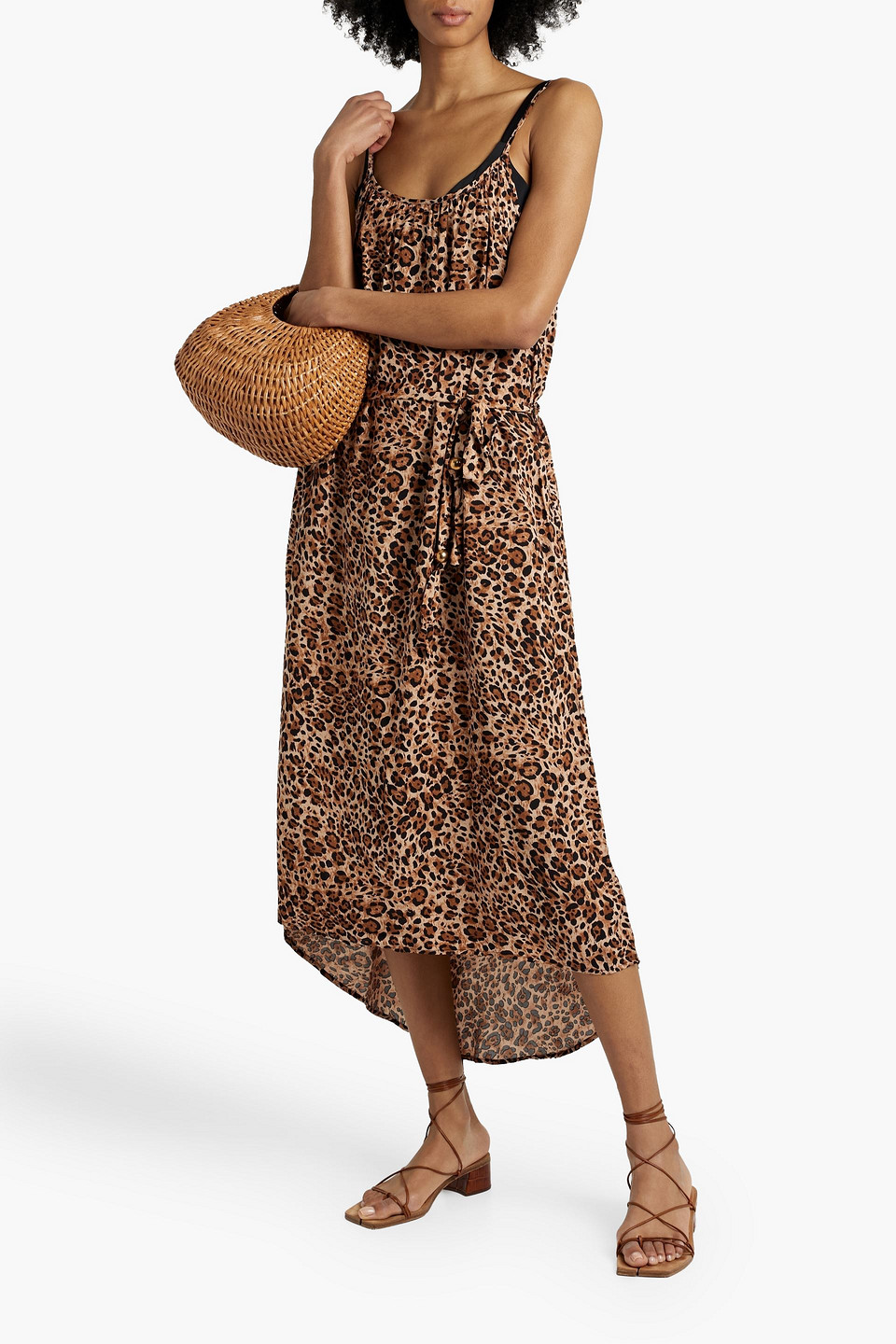 Shop Melissa Odabash Melissa Leopard-print Voile Midi Dress In Animal Print