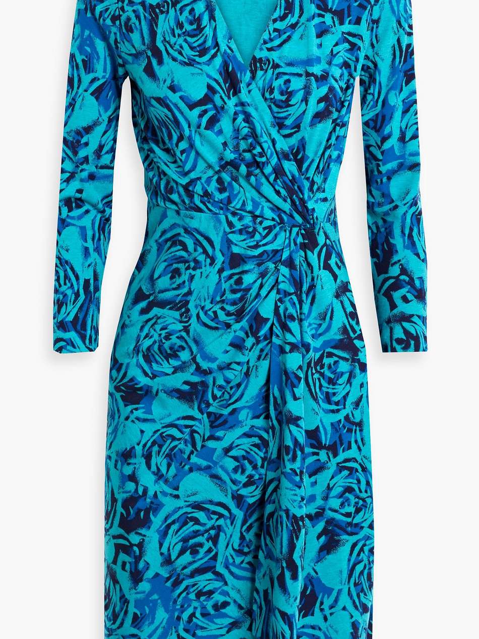 ademia wrap-effect printed jersey dress