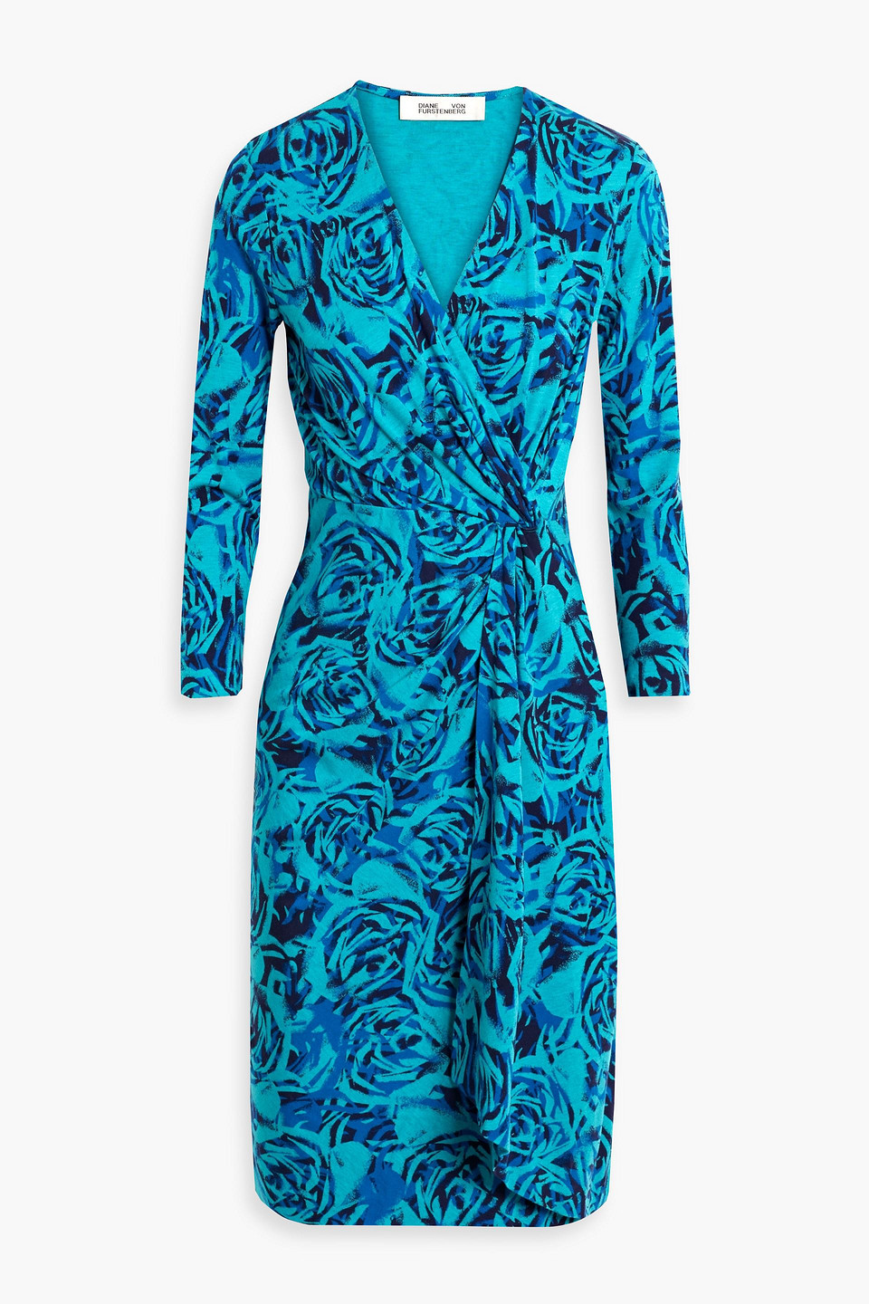 Diane Von Furstenberg Ademia Wrap-effect Printed Jersey Dress In Turquoise