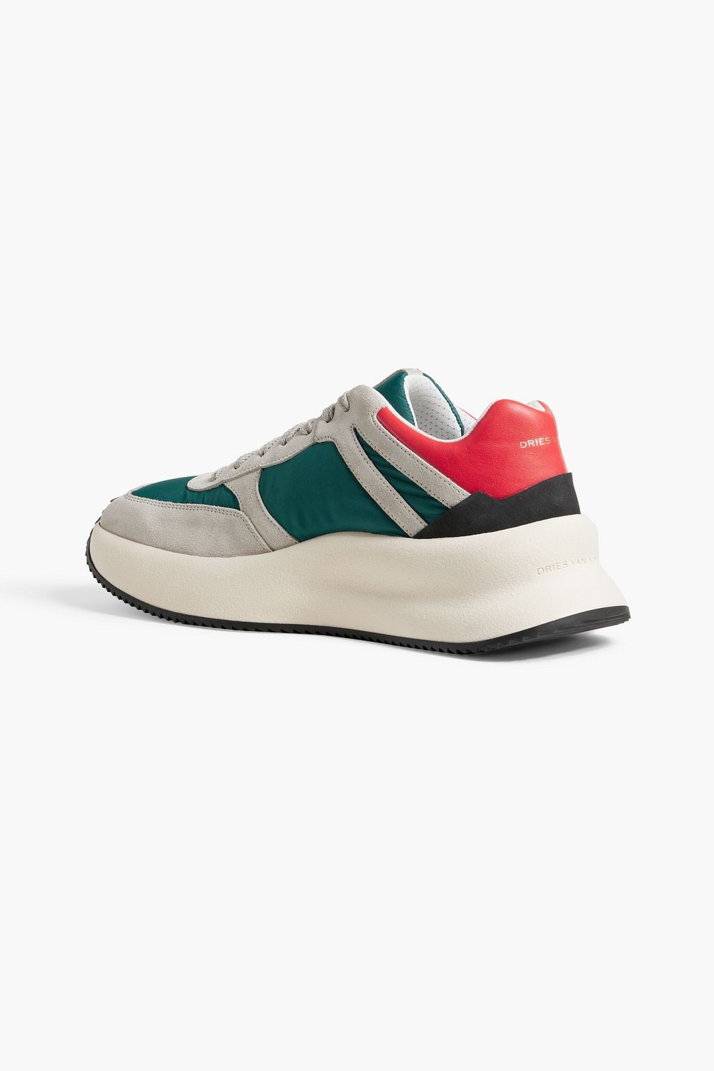 DRIES VAN NOTEN Leather-trimmed shell and suede sneakers