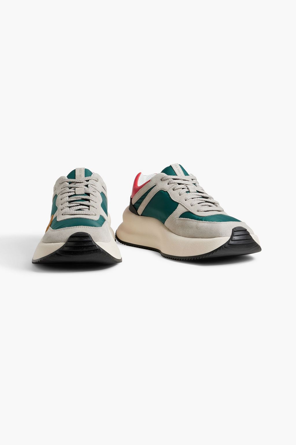 DRIES VAN NOTEN Leather-trimmed shell and suede sneakers