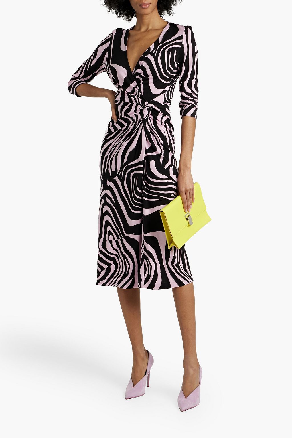 DIANE VON FURSTENBERG Brie wrap-effect printed Lyocell and wool-blend jersey midi dress